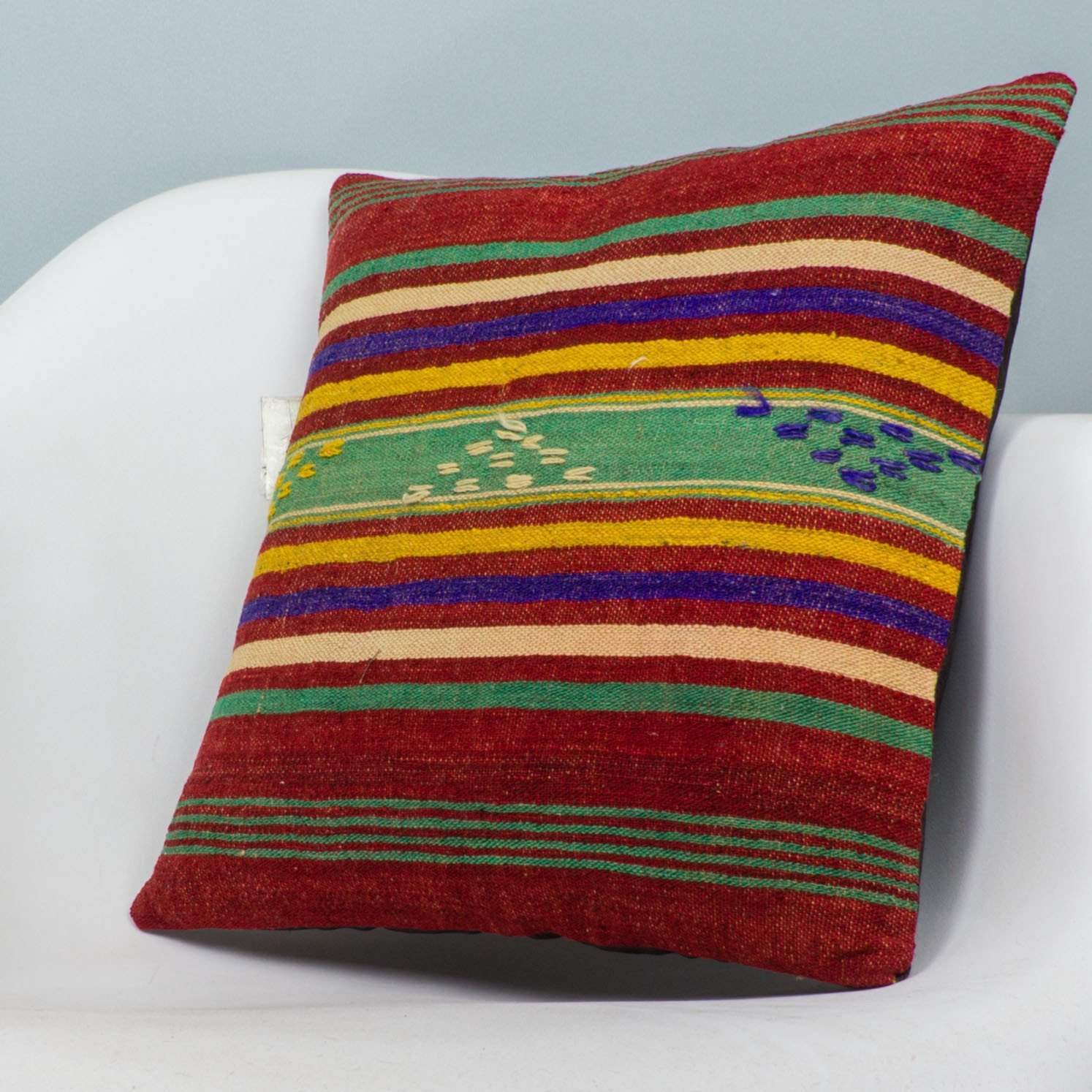 Striped Multi Color Kilim Pillow Cover 16x16 4017 - kilimpillowstore
- 2
