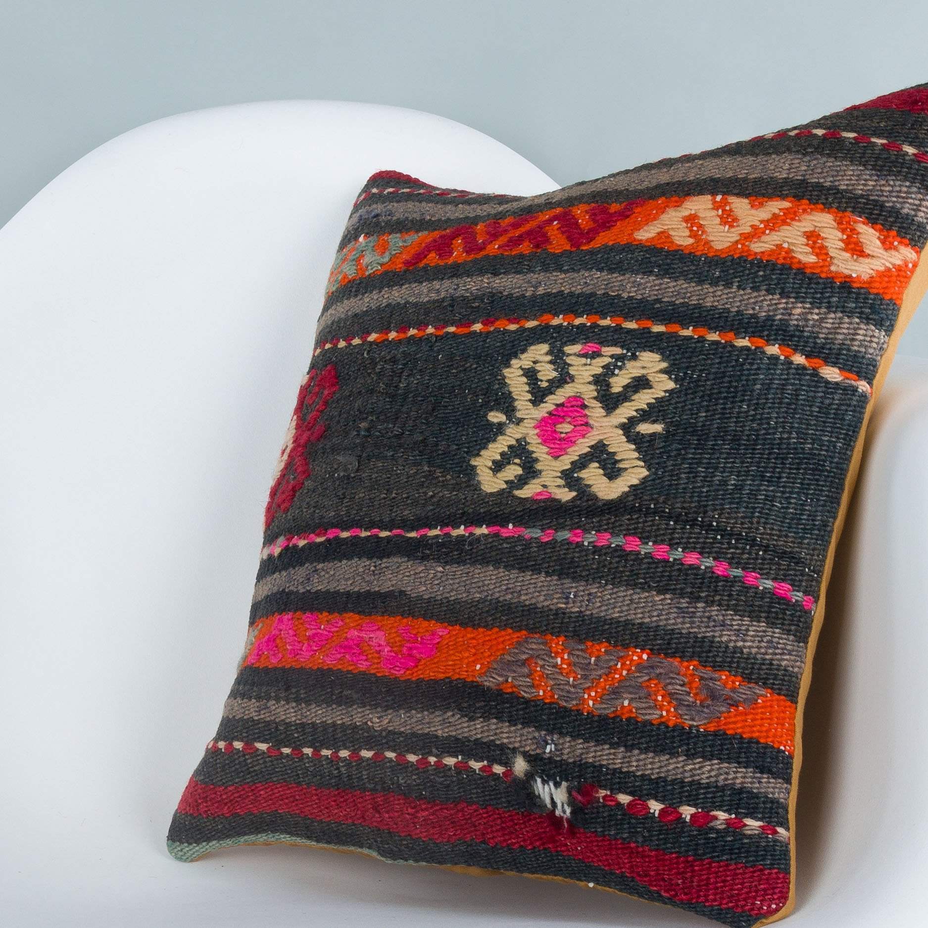 Striped_Multiple Color_Kilim Pillow Cover_16x16_A0246_6881