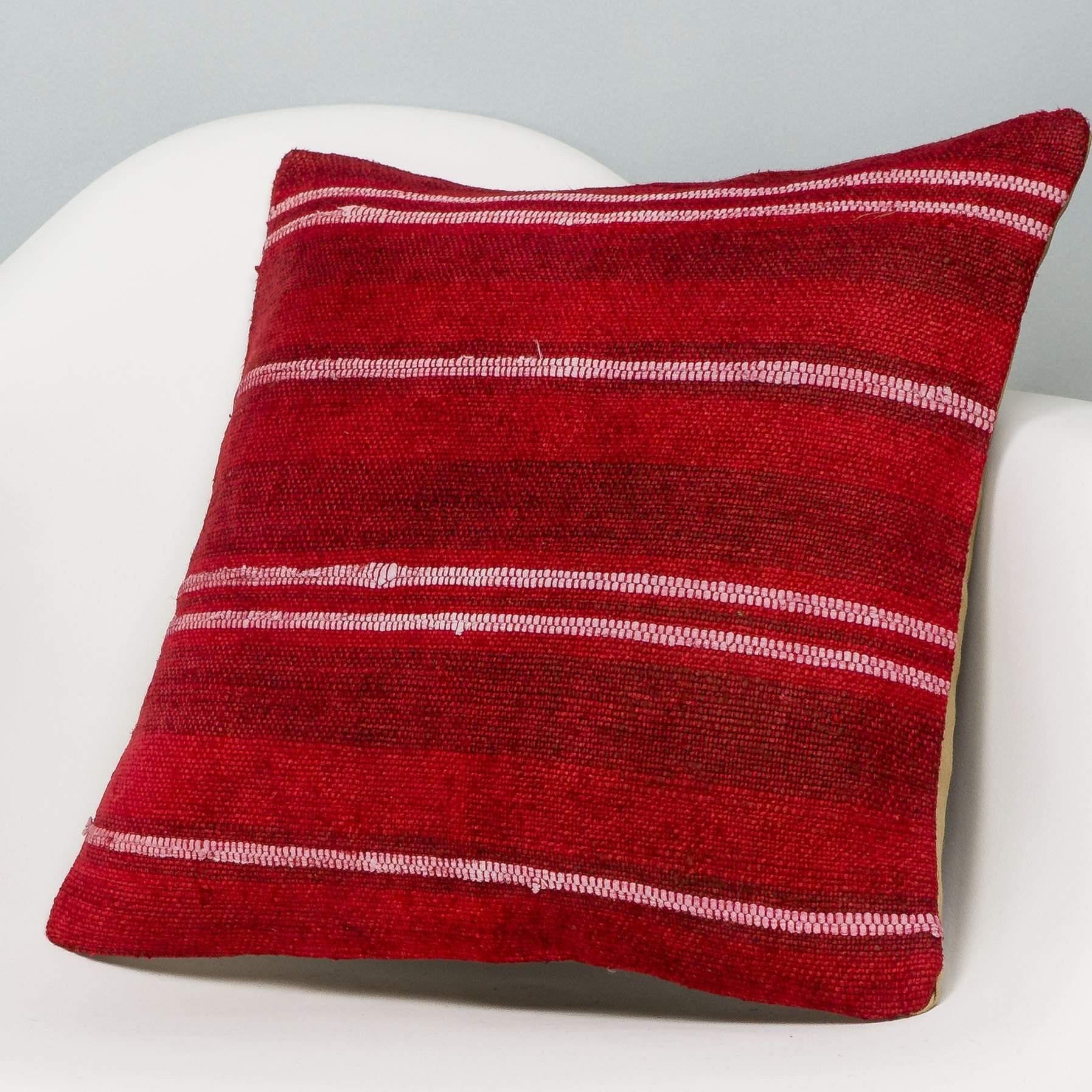 Striped Red Kilim Pillow Cover 16x16 2866 - kilimpillowstore
- 2