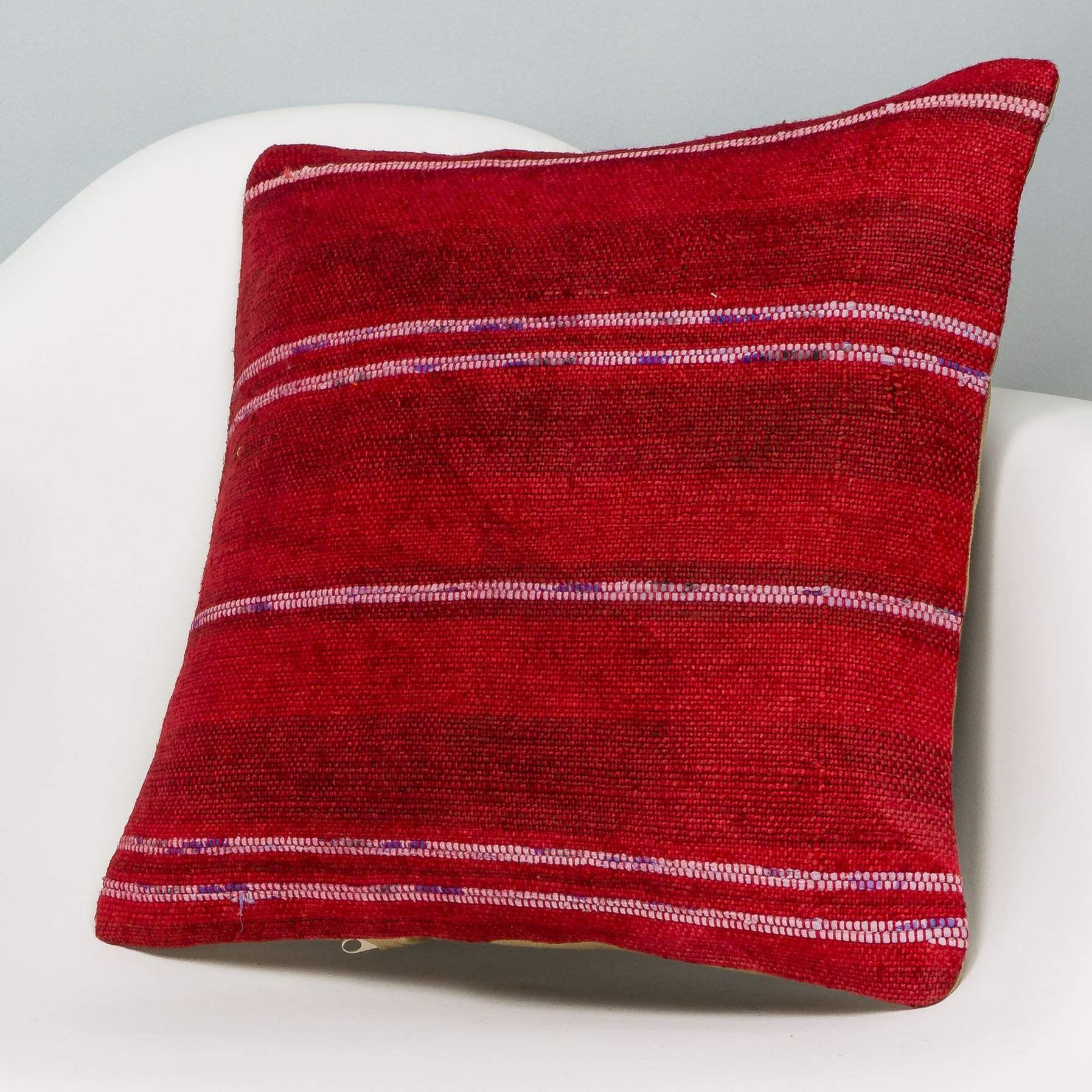 Striped Red Kilim Pillow Cover 16x16 2874 - kilimpillowstore
- 2