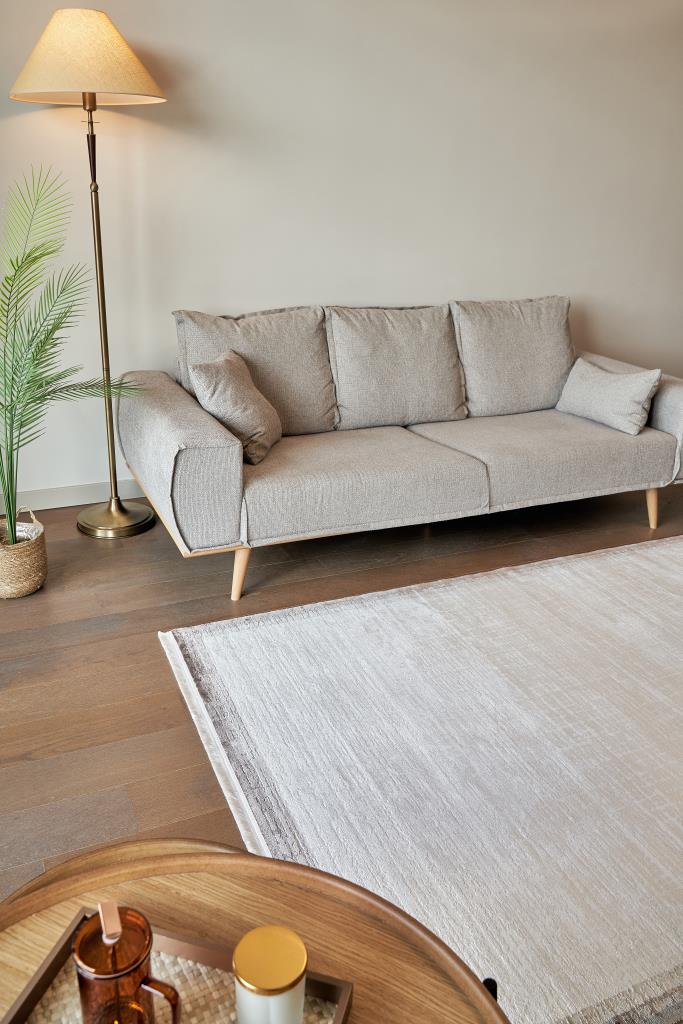 Calista Beige Viscose Woven Modern Living Room Rug 1742