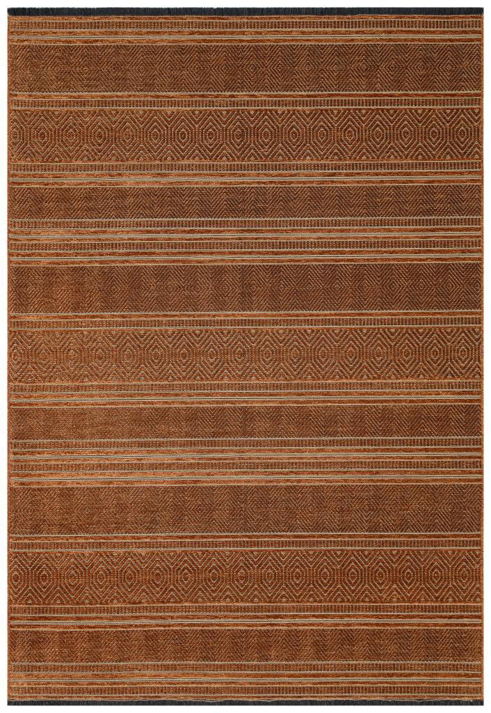 Gloria Jute Scandinavian Patterned Terracota Kilim Rug 4006