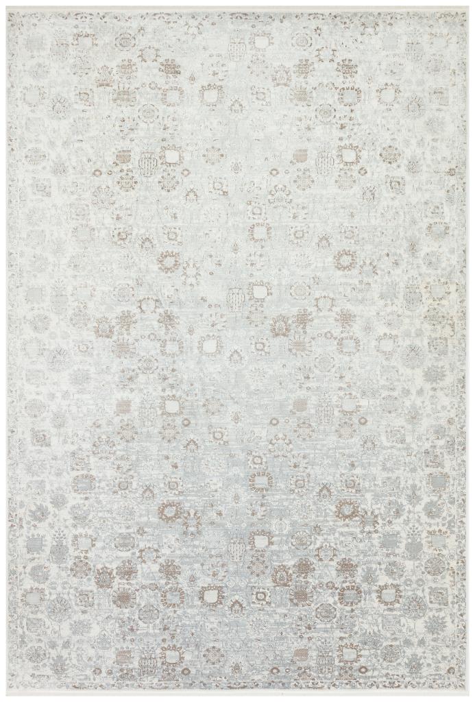 Heriz Bamboo Woven Ethnic Patterned Cream Area Rug 8213
