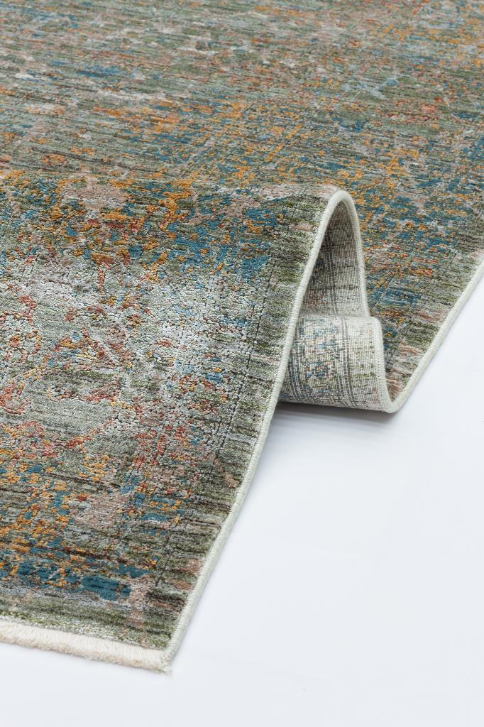 Heriz Bamboo Woven Ethnic Patterned Green Area Rug 8217