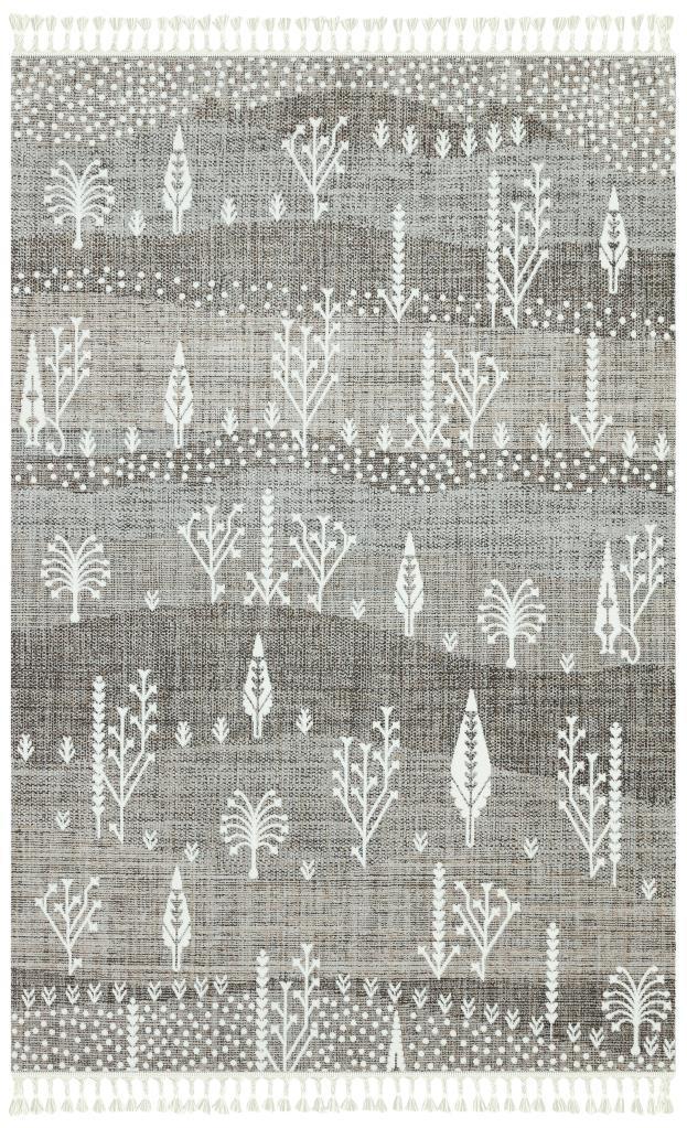 Marakes Scandinavian Patterned Fringed Thin Rug 1606