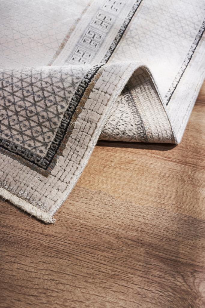 Queen Cream Bamboo Woven Modern Living Room Rug 8105