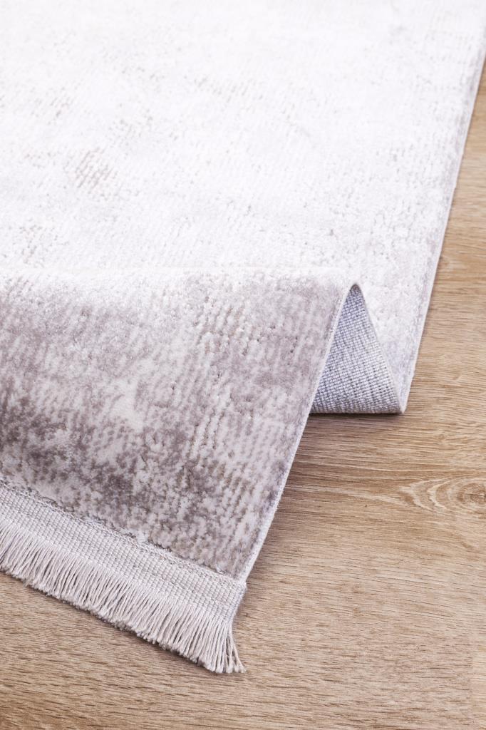 Solid Modern and Plain Patterned Fringed Gray Rug 8352