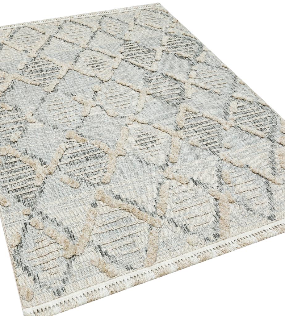 Vesta Scandinavian and Embossed Patterned Beige Area Rug 9542