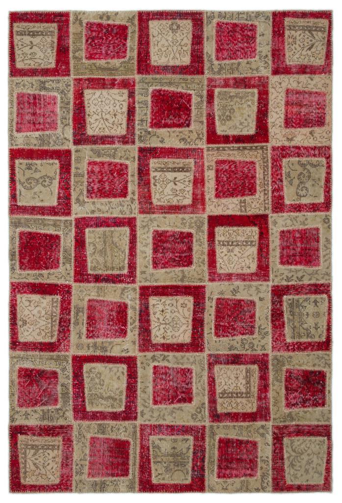 Apex Patchwork Carpet Red 21045 192 x 282 cm