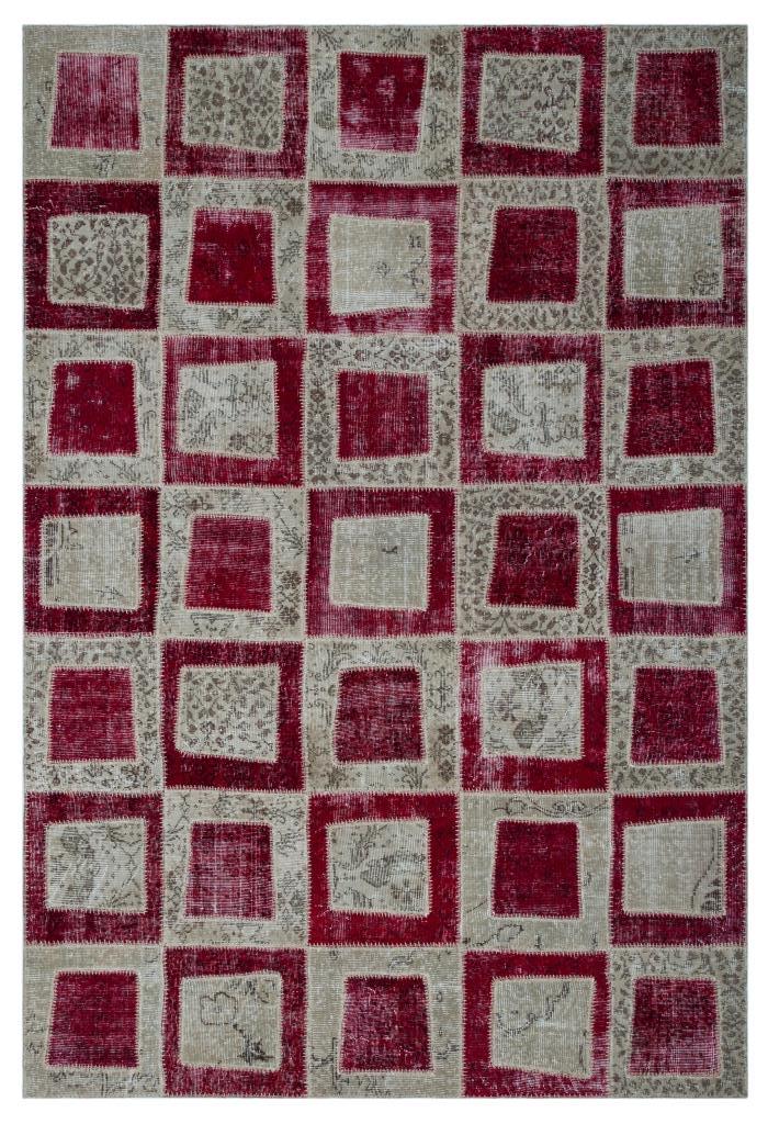 Apex Patchwork Carpet Red 26800 191 x 281 cm