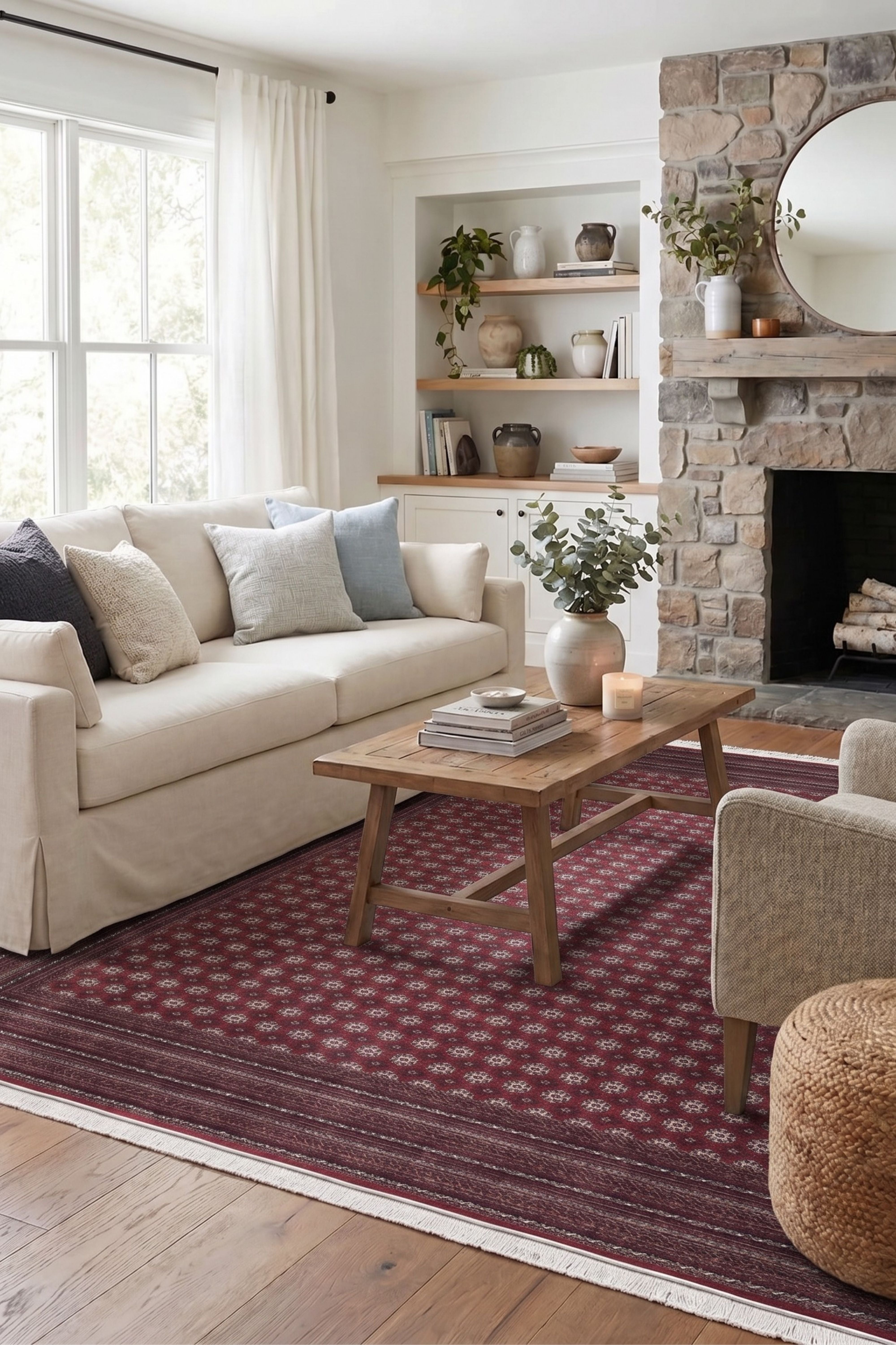 Burj 8761BU Burgundy - Machine-Made Carpet