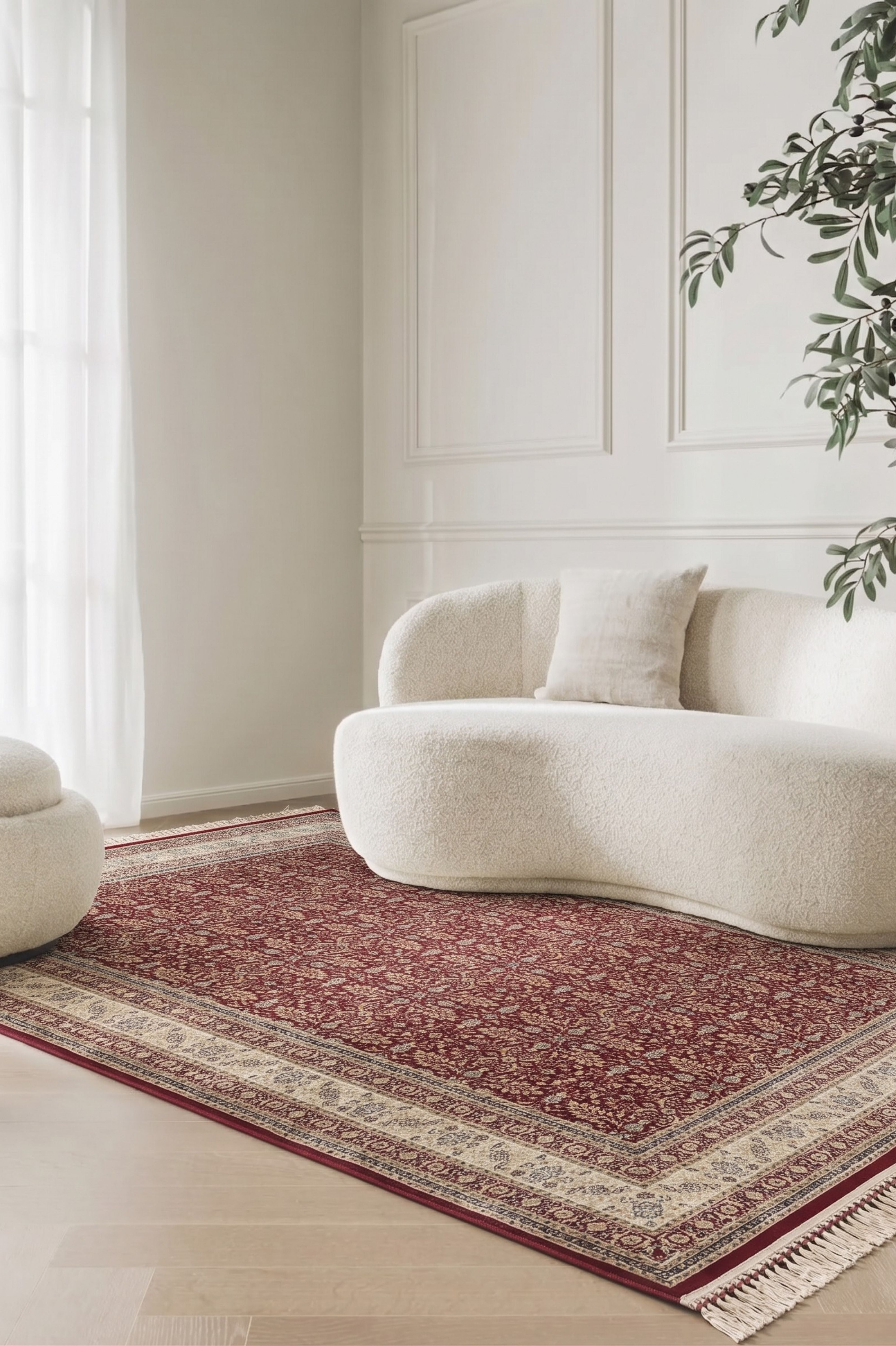 Burj 8771BU Burgundy - Machine-Made Carpet