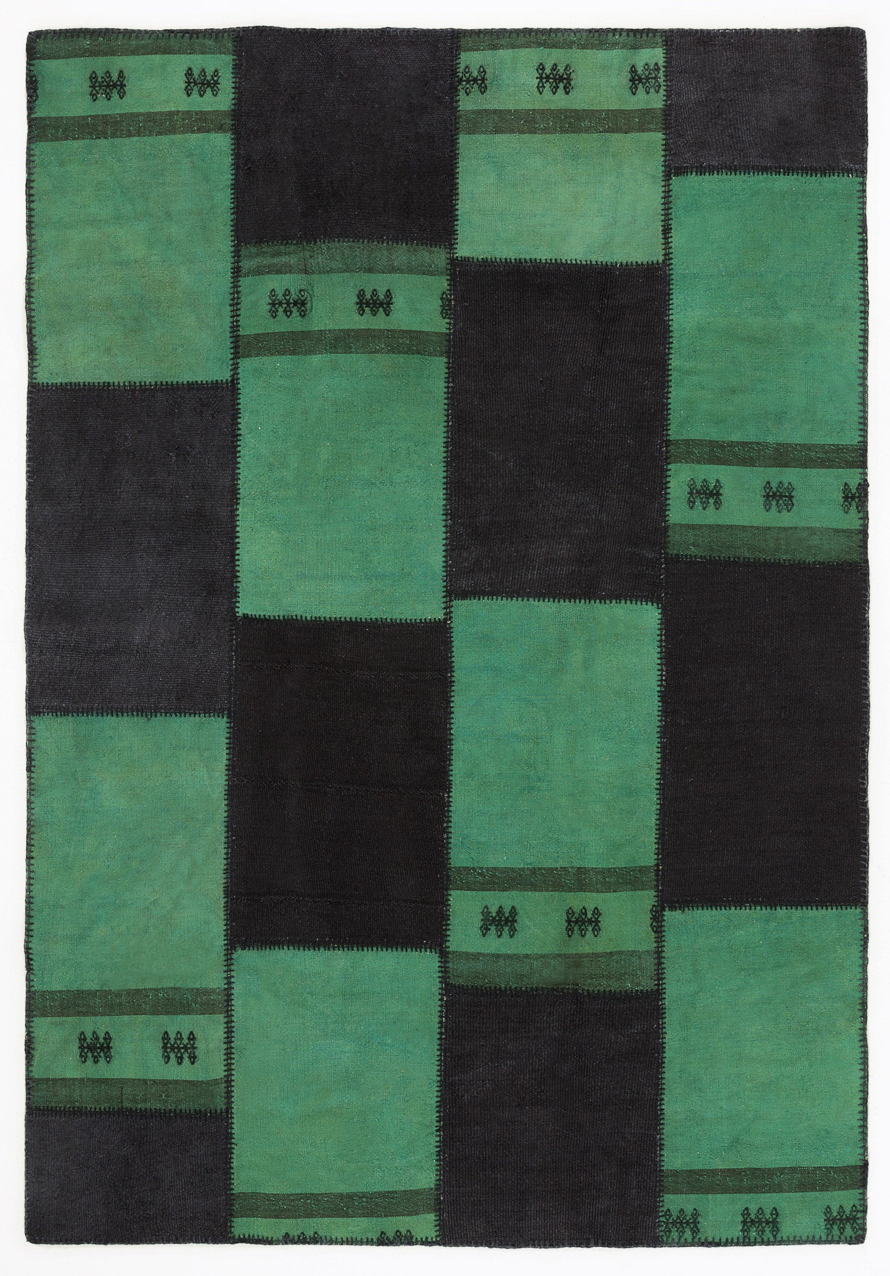 Mixed Over Dyed Kilim Patchwork Unique Rug 5'3'' x 7'7'' ft 160 x 230 cm
