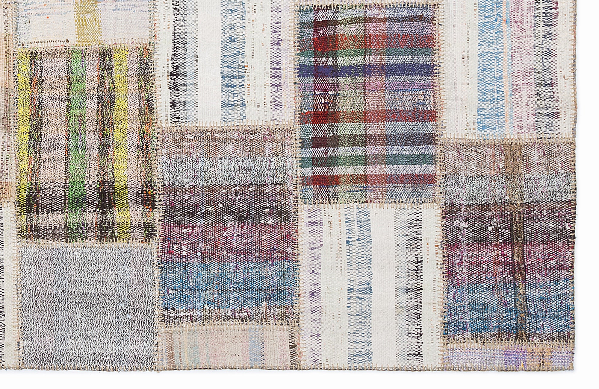 Striped Over Dyed Kilim Patchwork Unique Rug 5'3'' x 7'7'' ft 160 x 230 cm