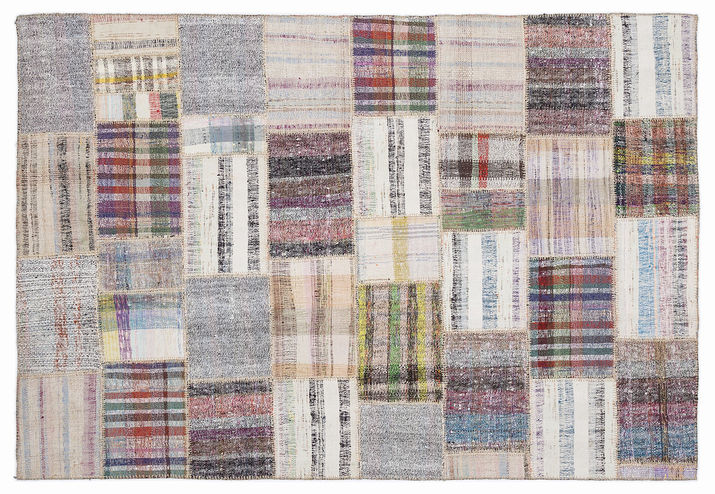 Striped Over Dyed Kilim Patchwork Unique Rug 5'3'' x 7'7'' ft 160 x 230 cm
