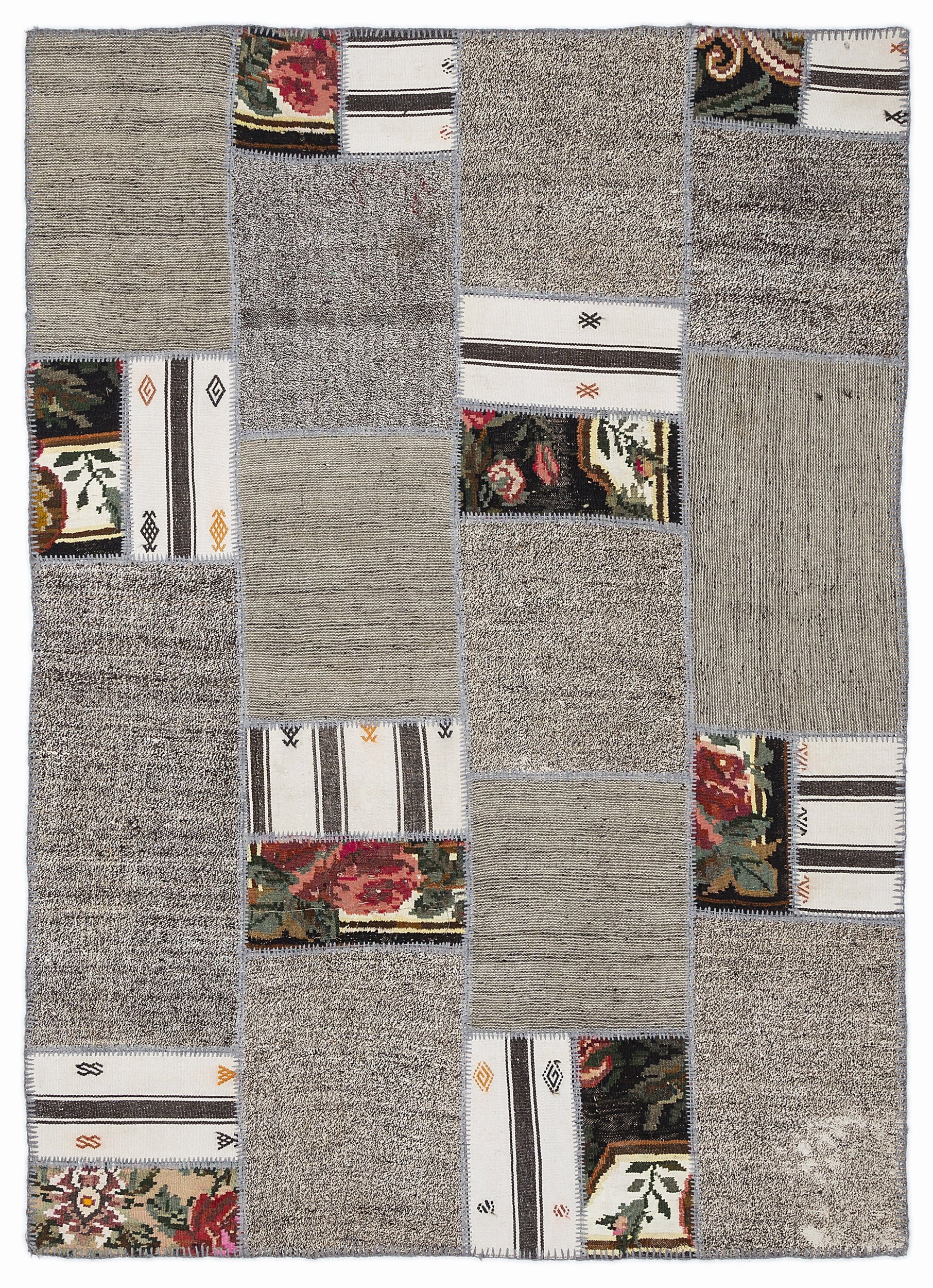 Karabakh Over Dyed Kilim Patchwork Unique Rug 5'3'' x 7'7'' ft 160 x 230 cm