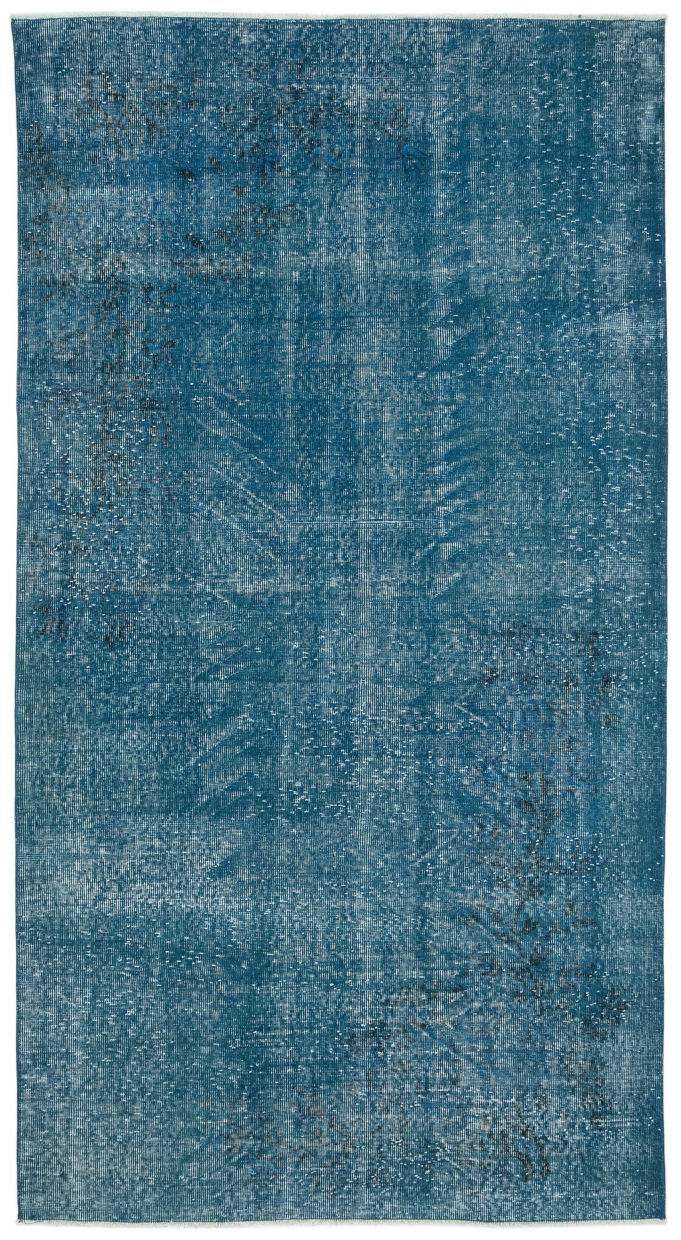 Turquoise  Over Dyed Vintage Rug 4'11'' x 9'1'' ft 149 x 277 cm