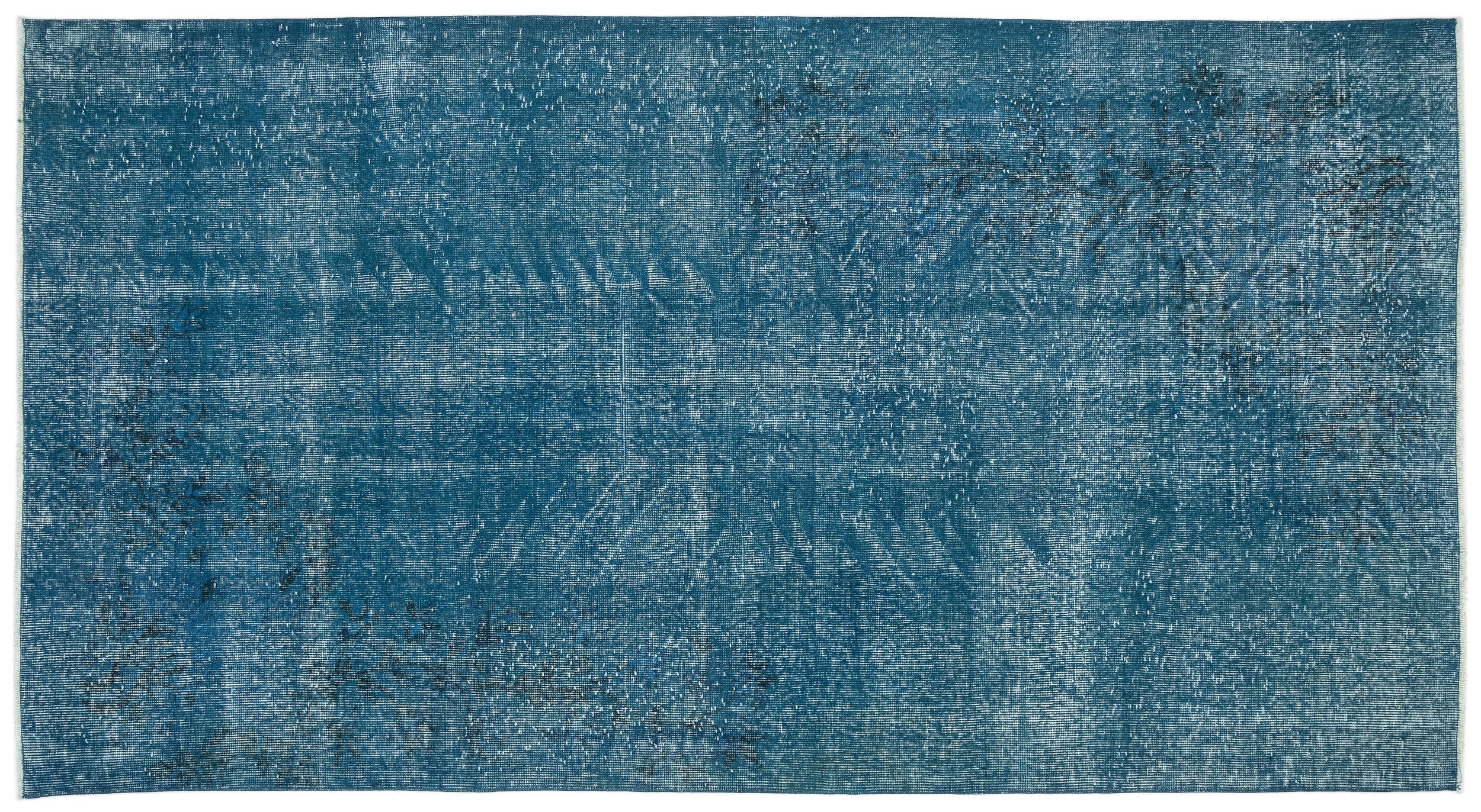 Turquoise  Over Dyed Vintage Rug 4'11'' x 9'1'' ft 149 x 277 cm