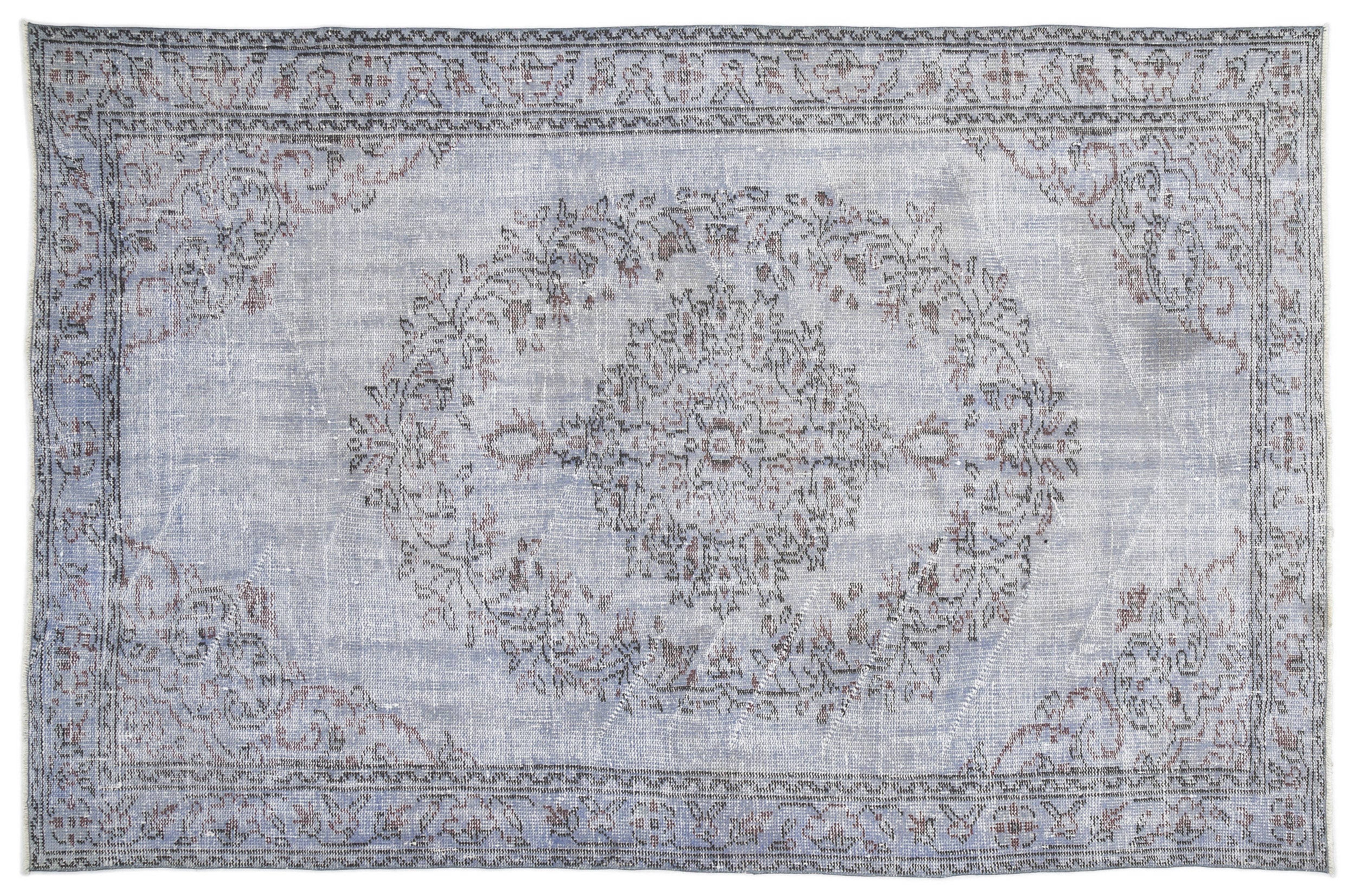 Blue Over Dyed Vintage Rug 5'6'' x 8'5'' ft 167 x 257 cm