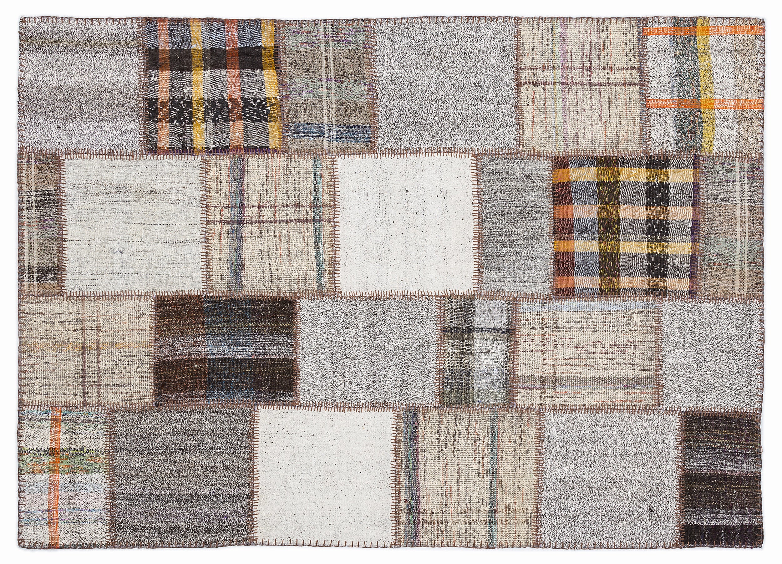 Striped Over Dyed Kilim Patchwork Unique Rug 5'3'' x 7'7'' ft 160 x 230 cm