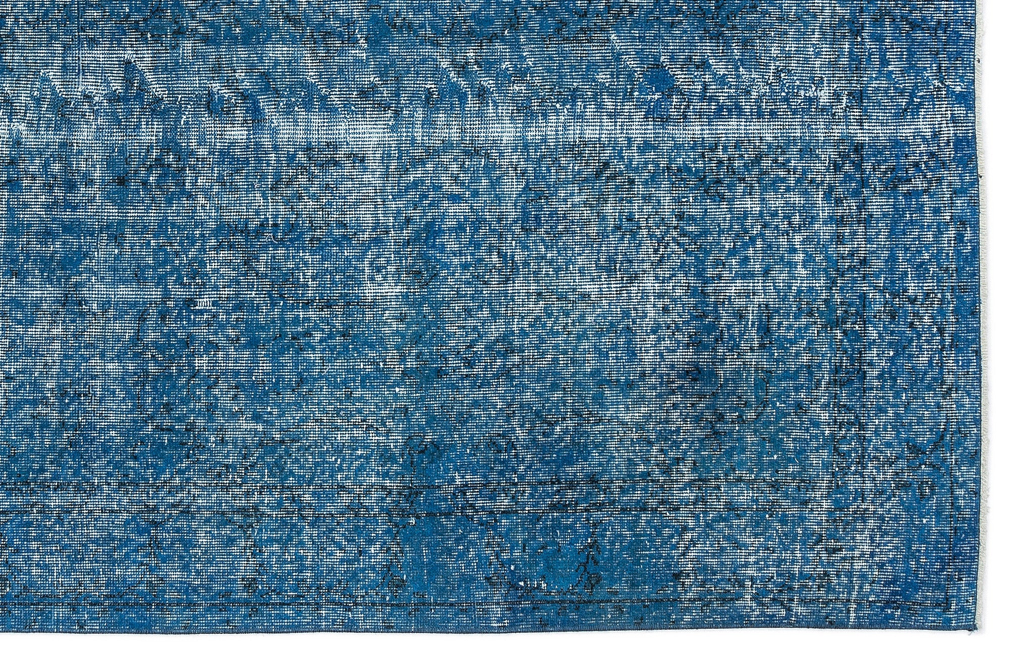 Turquoise  Over Dyed Vintage Rug 4'12'' x 8'5'' ft 152 x 257 cm