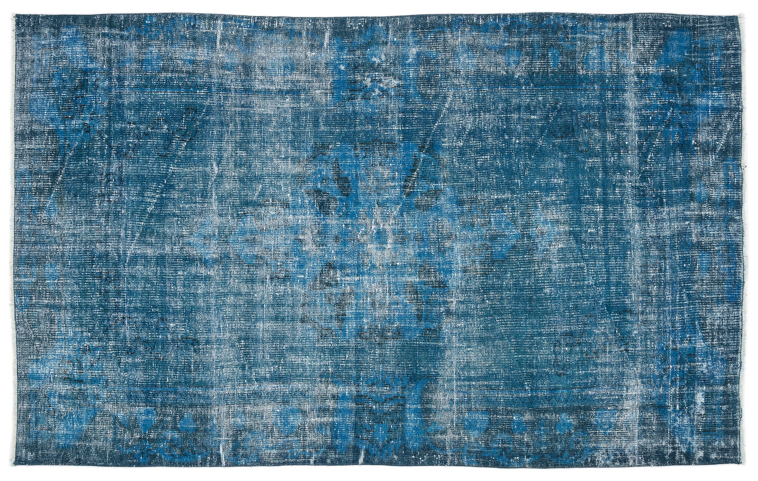 Turquoise  Over Dyed Vintage Rug 5'0'' x 8'2'' ft 153 x 249 cm
