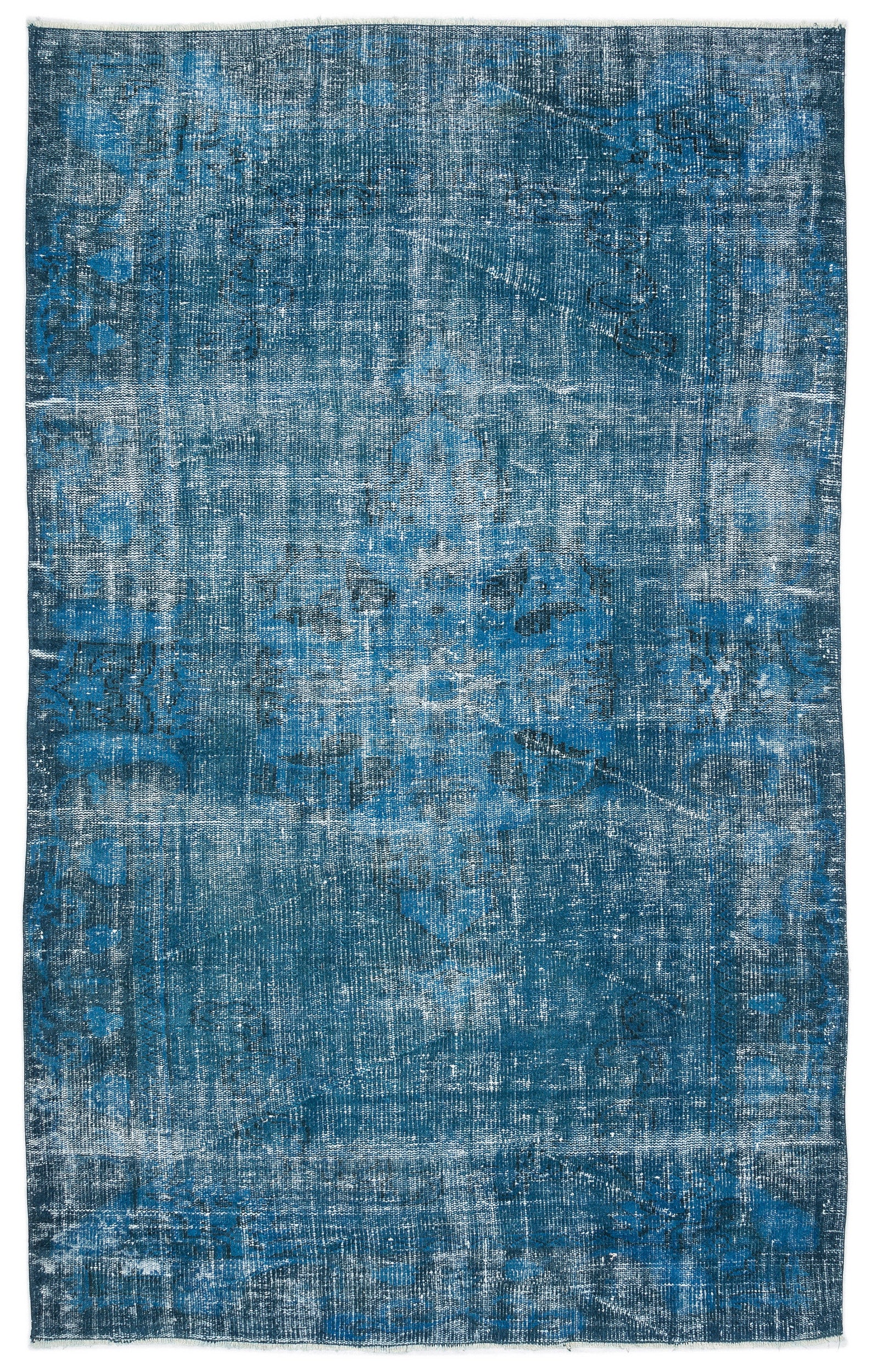 Turquoise  Over Dyed Vintage Rug 5'0'' x 8'2'' ft 153 x 249 cm