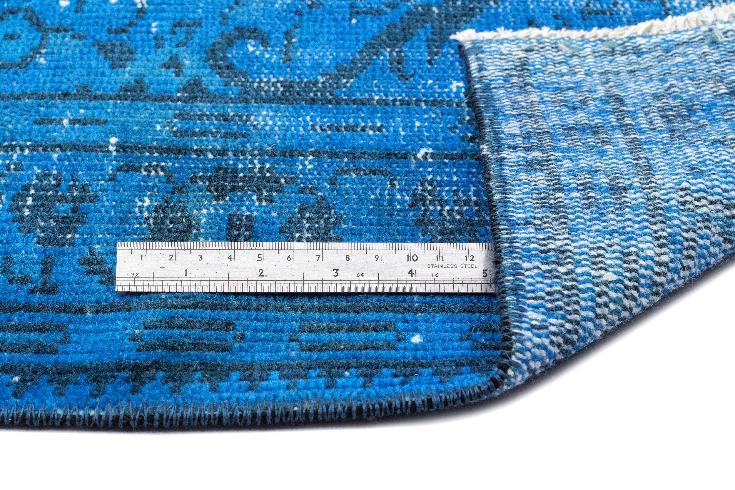 Turquoise  Over Dyed Vintage Rug 4'8'' x 7'10'' ft 143 x 240 cm