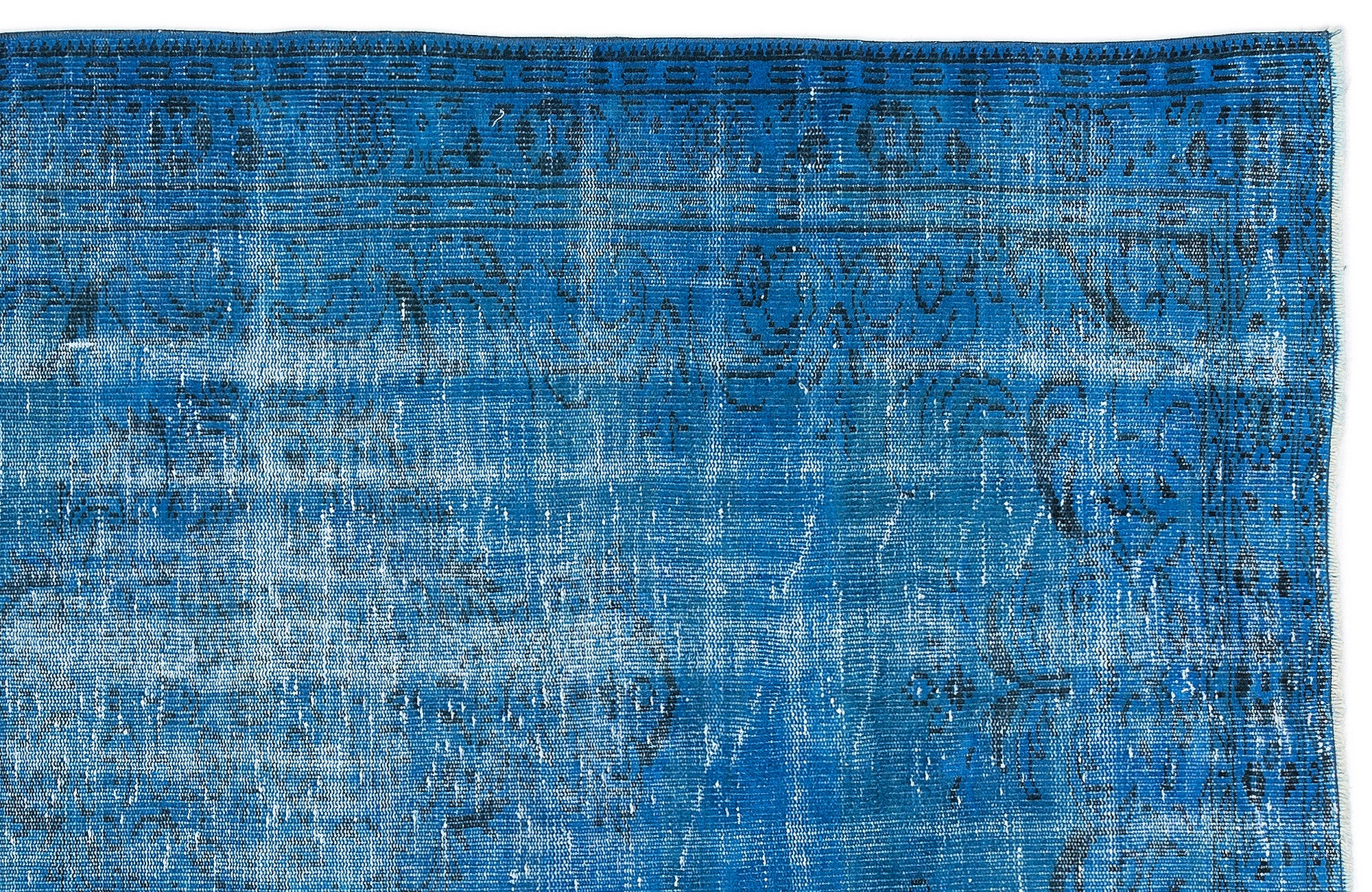 Turquoise  Over Dyed Vintage Rug 4'8'' x 7'10'' ft 143 x 240 cm