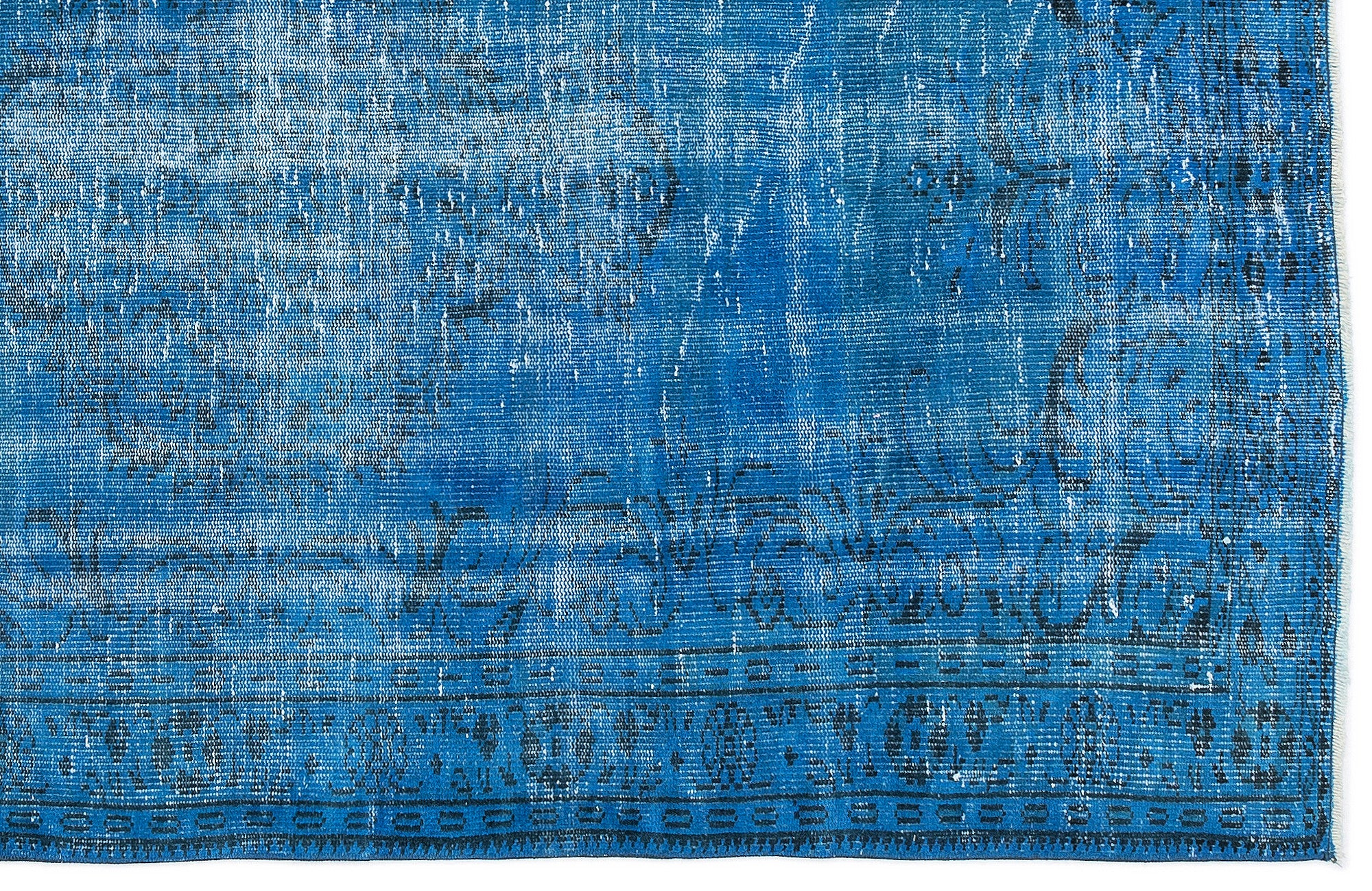 Turquoise  Over Dyed Vintage Rug 4'8'' x 7'10'' ft 143 x 240 cm
