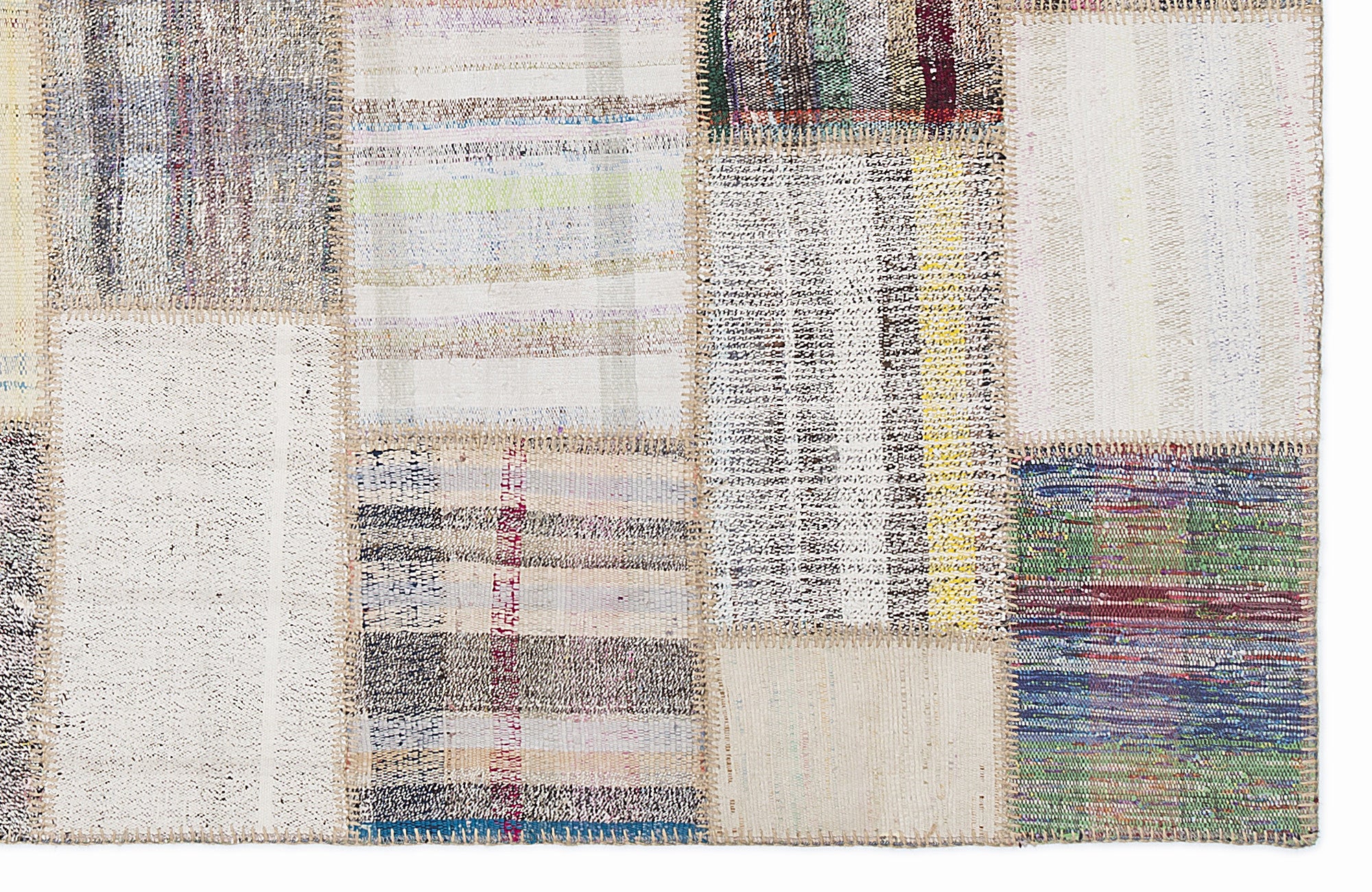 Striped Over Dyed Kilim Patchwork Unique Rug 5'3'' x 7'7'' ft 160 x 230 cm