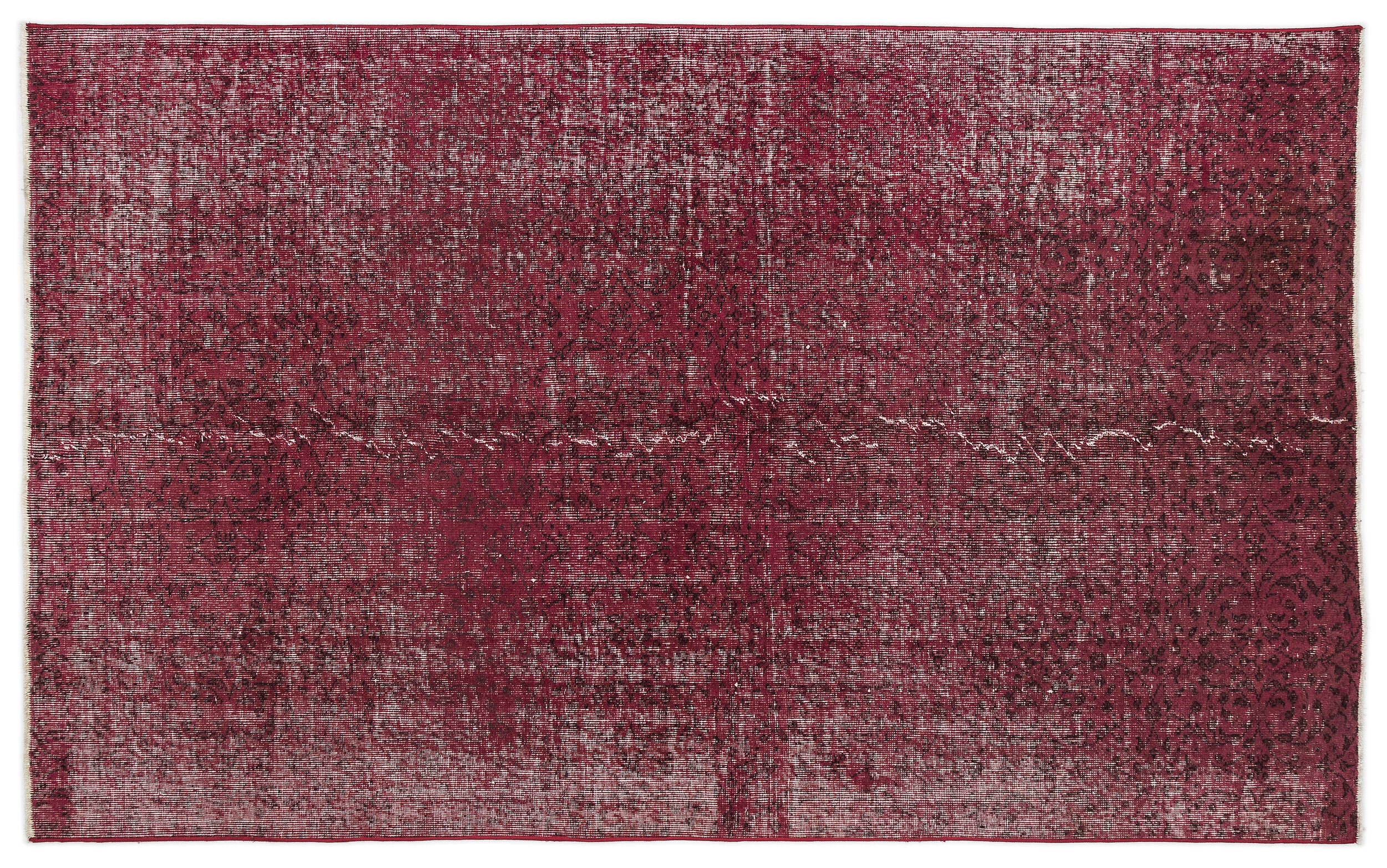 Red Over Dyed Vintage Rug 5'1'' x 8'4'' ft 155 x 254 cm
