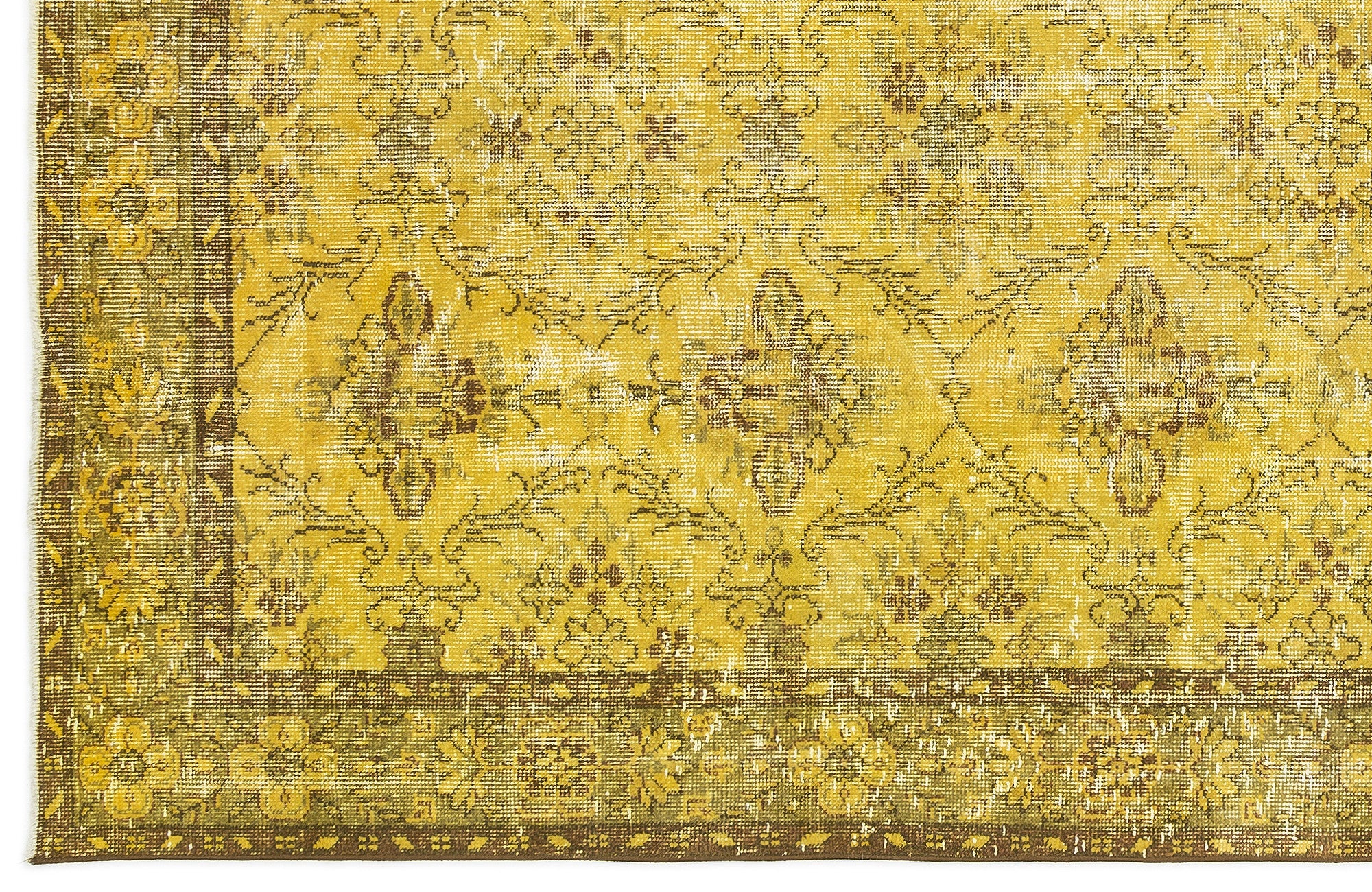 Yellow Over Dyed Vintage Rug 5'0'' x 9'2'' ft 153 x 279 cm