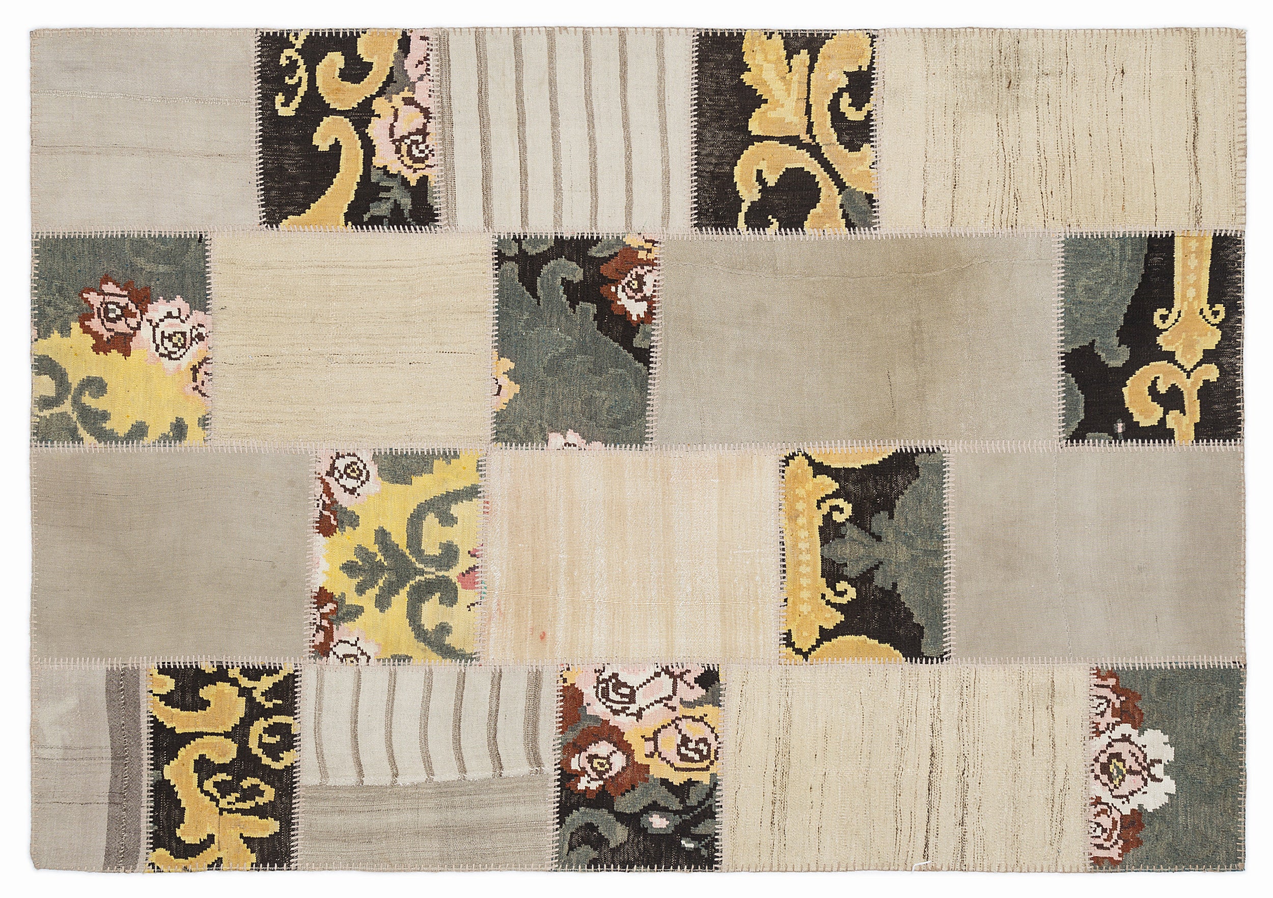 Karabakh Over Dyed Kilim Patchwork Unique Rug 5'3'' x 7'7'' ft 160 x 230 cm