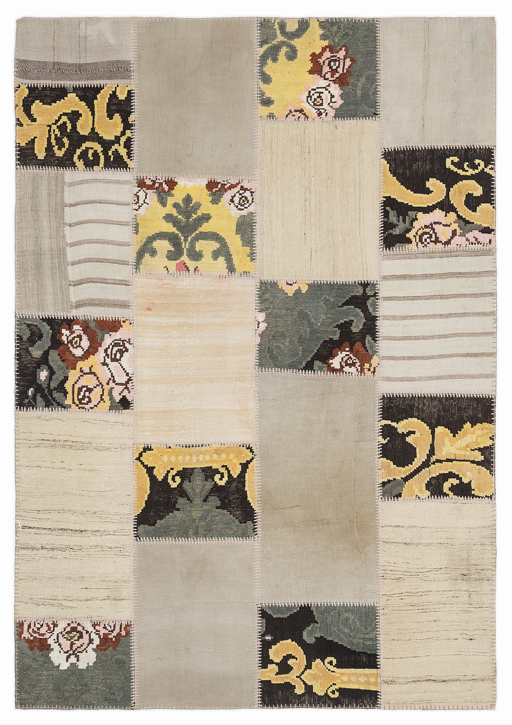 Karabakh Over Dyed Kilim Patchwork Unique Rug 5'3'' x 7'7'' ft 160 x 230 cm