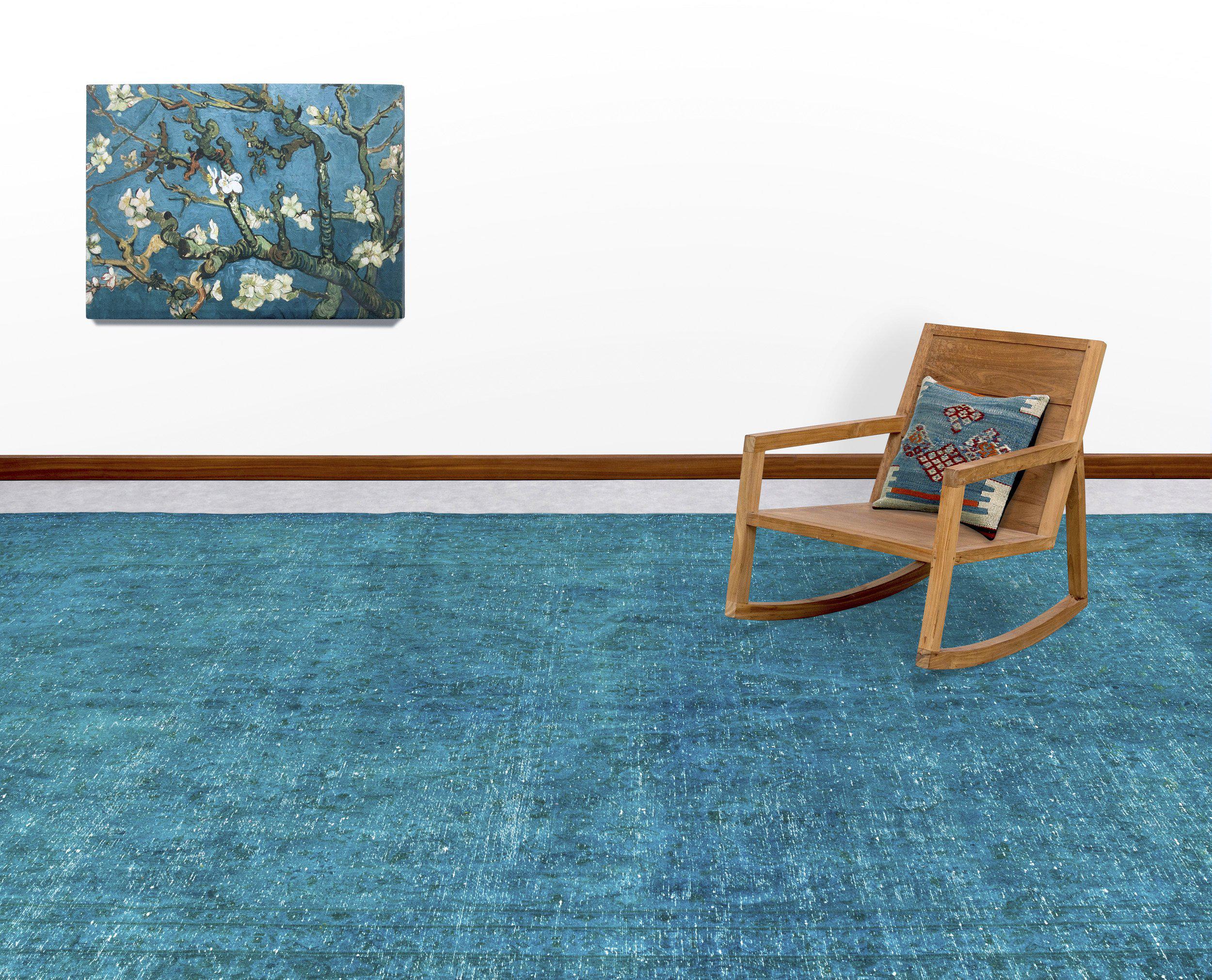 Turquoise  Over Dyed Vintage XLarge Rug 9'5'' x 12'7'' ft 287 x 384 cm