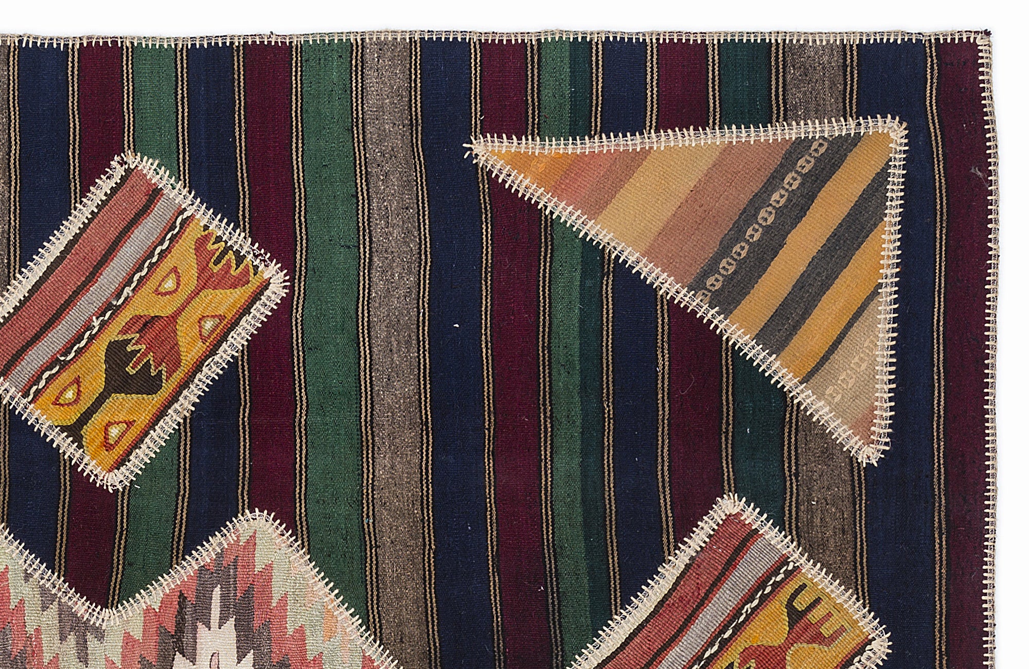 Naturel Over Dyed Kilim Patchwork Unique Rug 5'3'' x 7'7'' ft 160 x 230 cm