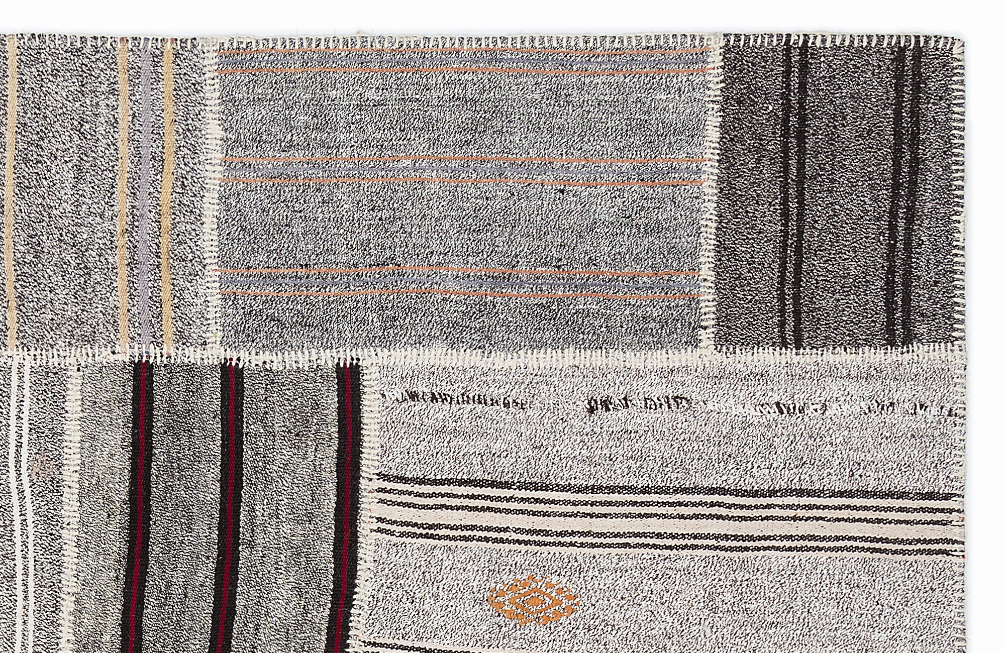Striped Over Dyed Kilim Patchwork Unique Rug 5'3'' x 7'7'' ft 160 x 230 cm