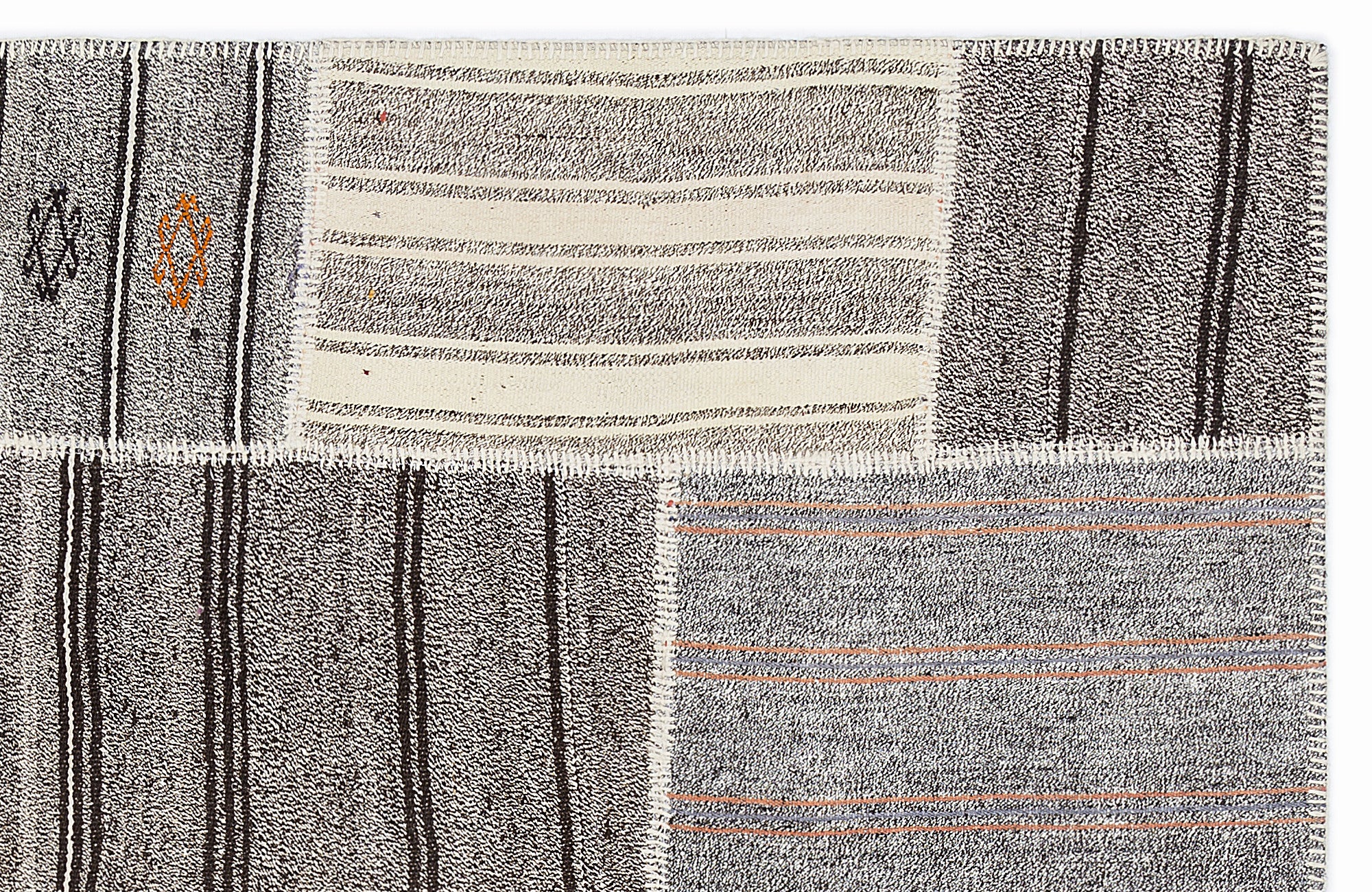 Striped Over Dyed Kilim Patchwork Unique Rug 5'3'' x 7'7'' ft 160 x 230 cm
