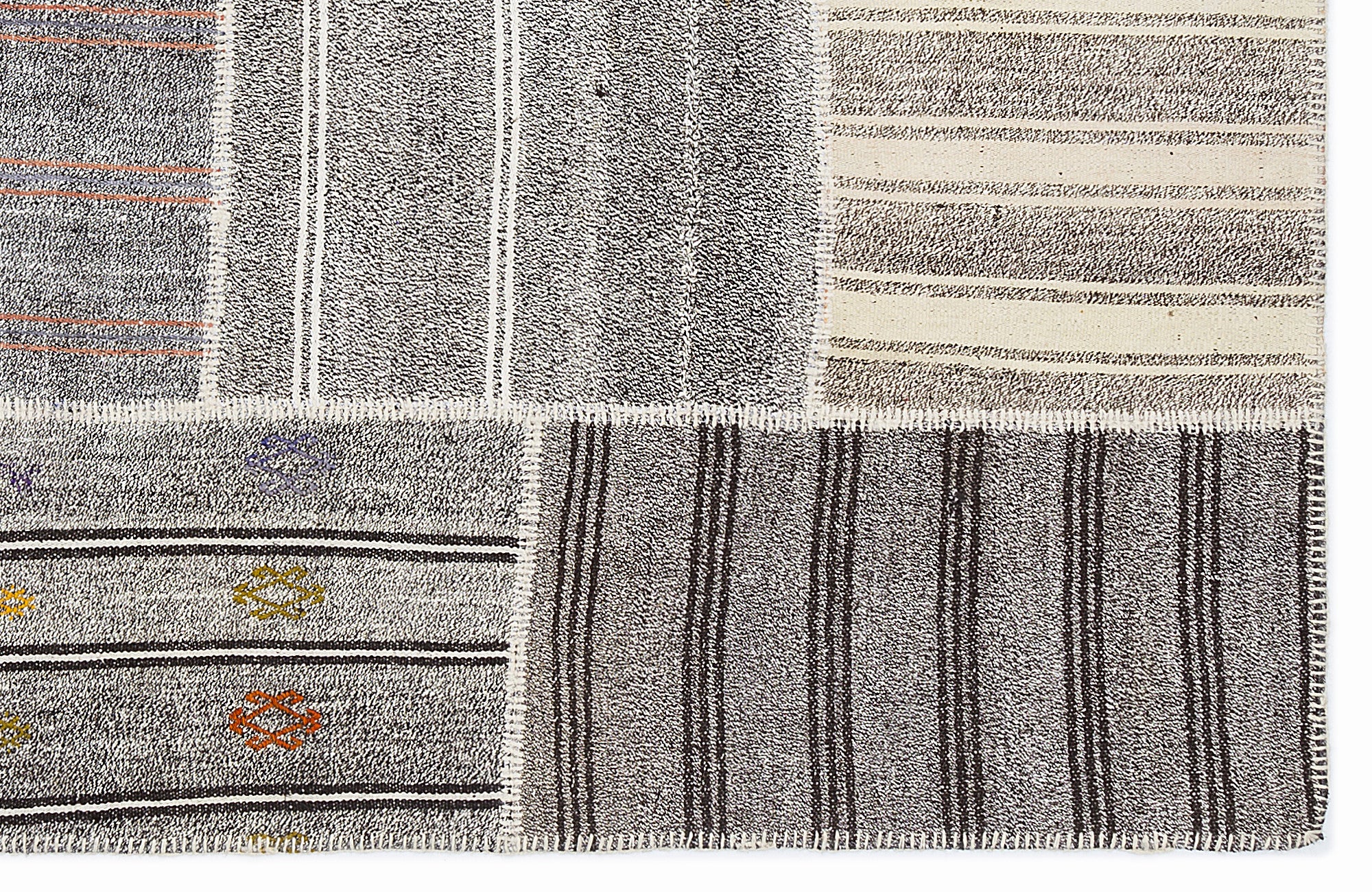 Striped Over Dyed Kilim Patchwork Unique Rug 5'3'' x 7'7'' ft 160 x 230 cm