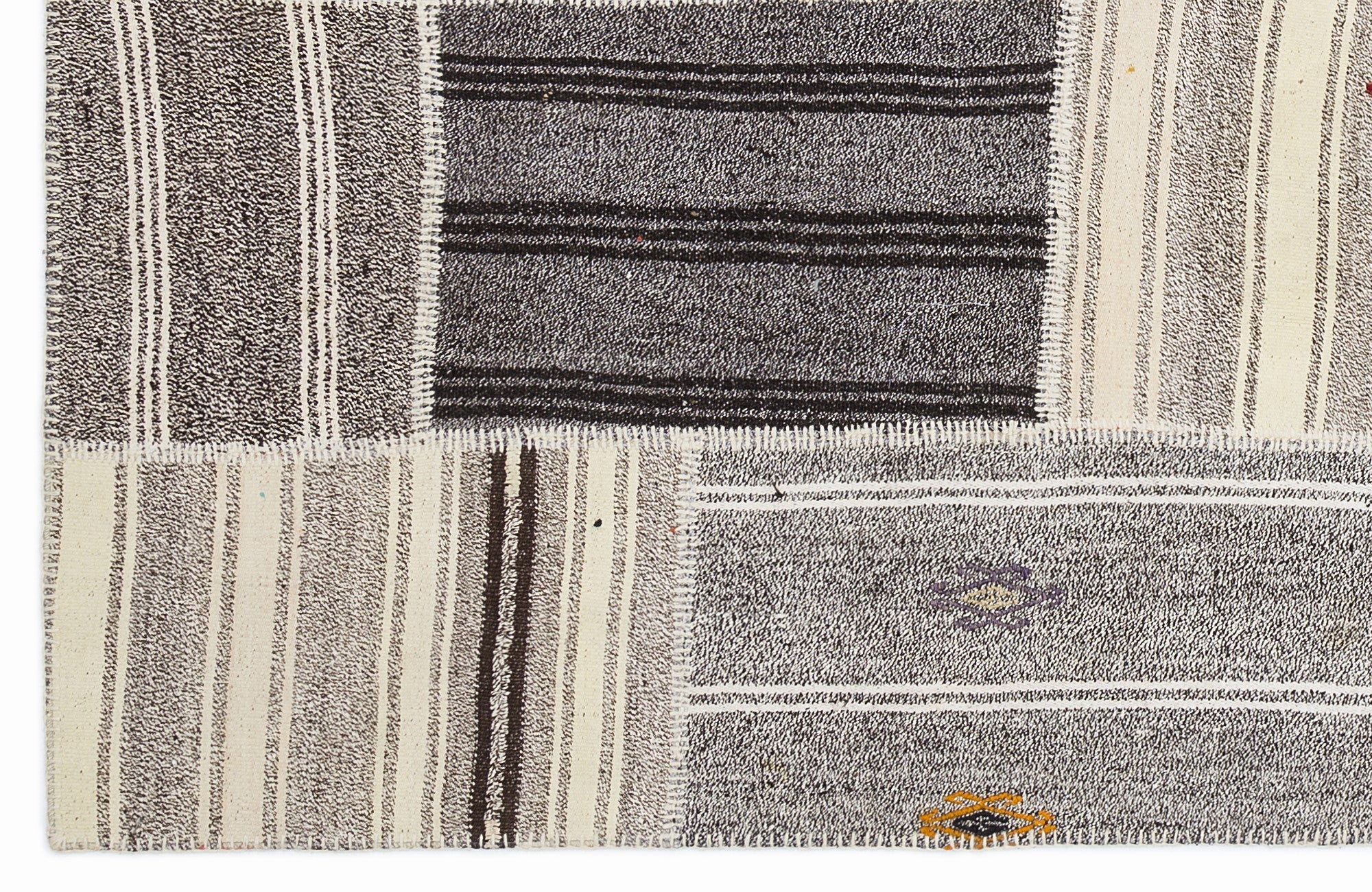 Striped Over Dyed Kilim Patchwork Unique Rug 5'3'' x 7'7'' ft 160 x 230 cm