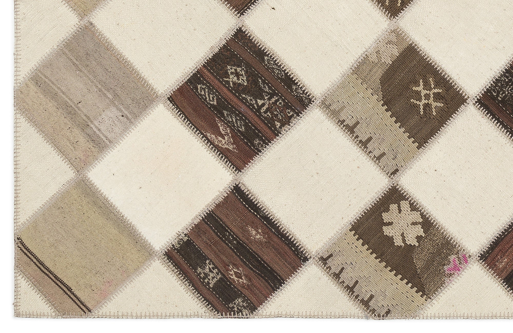 Striped Over Dyed Kilim Patchwork Unique Rug 5'7'' x 7'1'' ft 171 x 217 cm