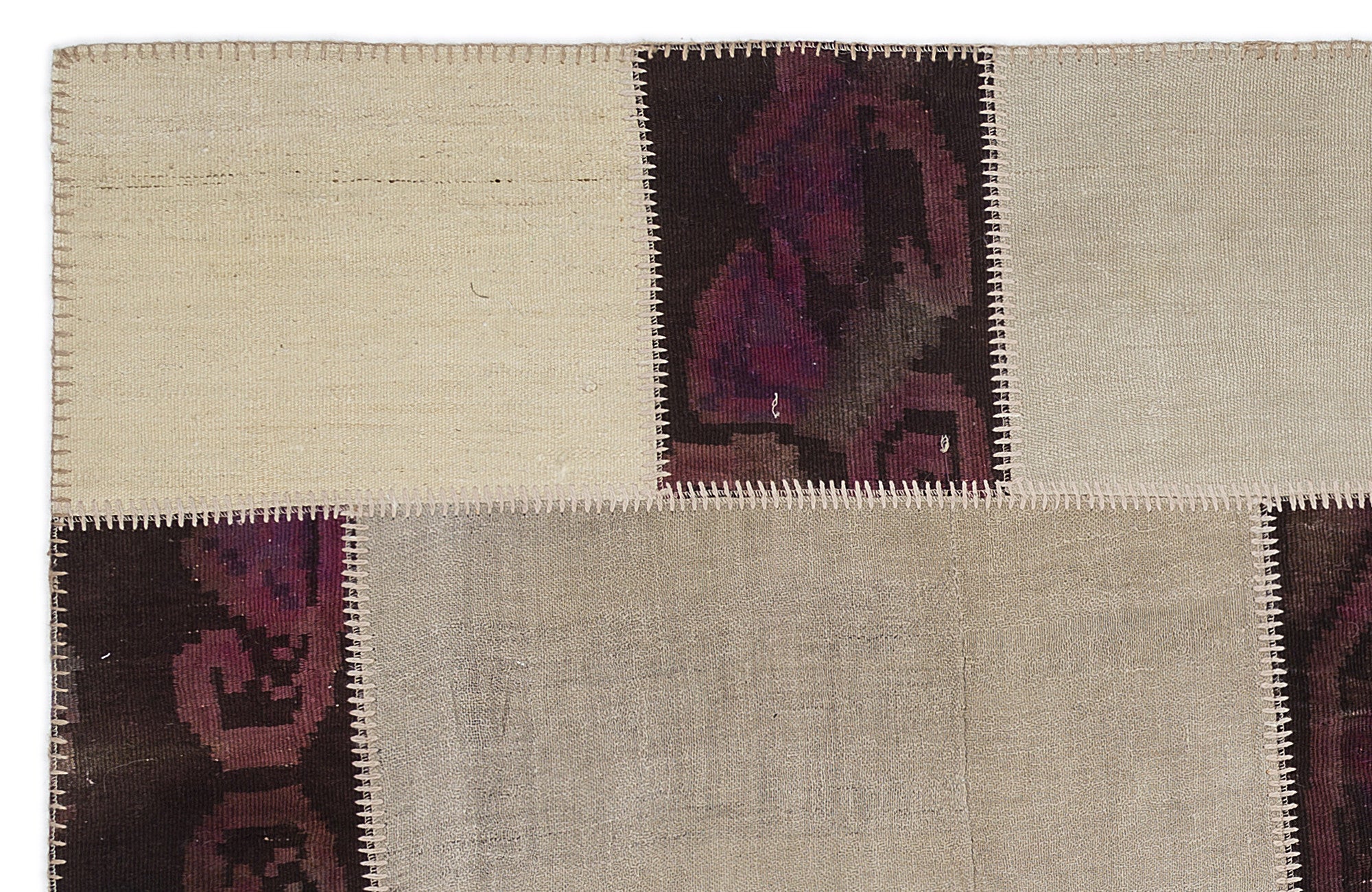 Striped Over Dyed Kilim Patchwork Unique Rug 5'3'' x 7'7'' ft 160 x 230 cm
