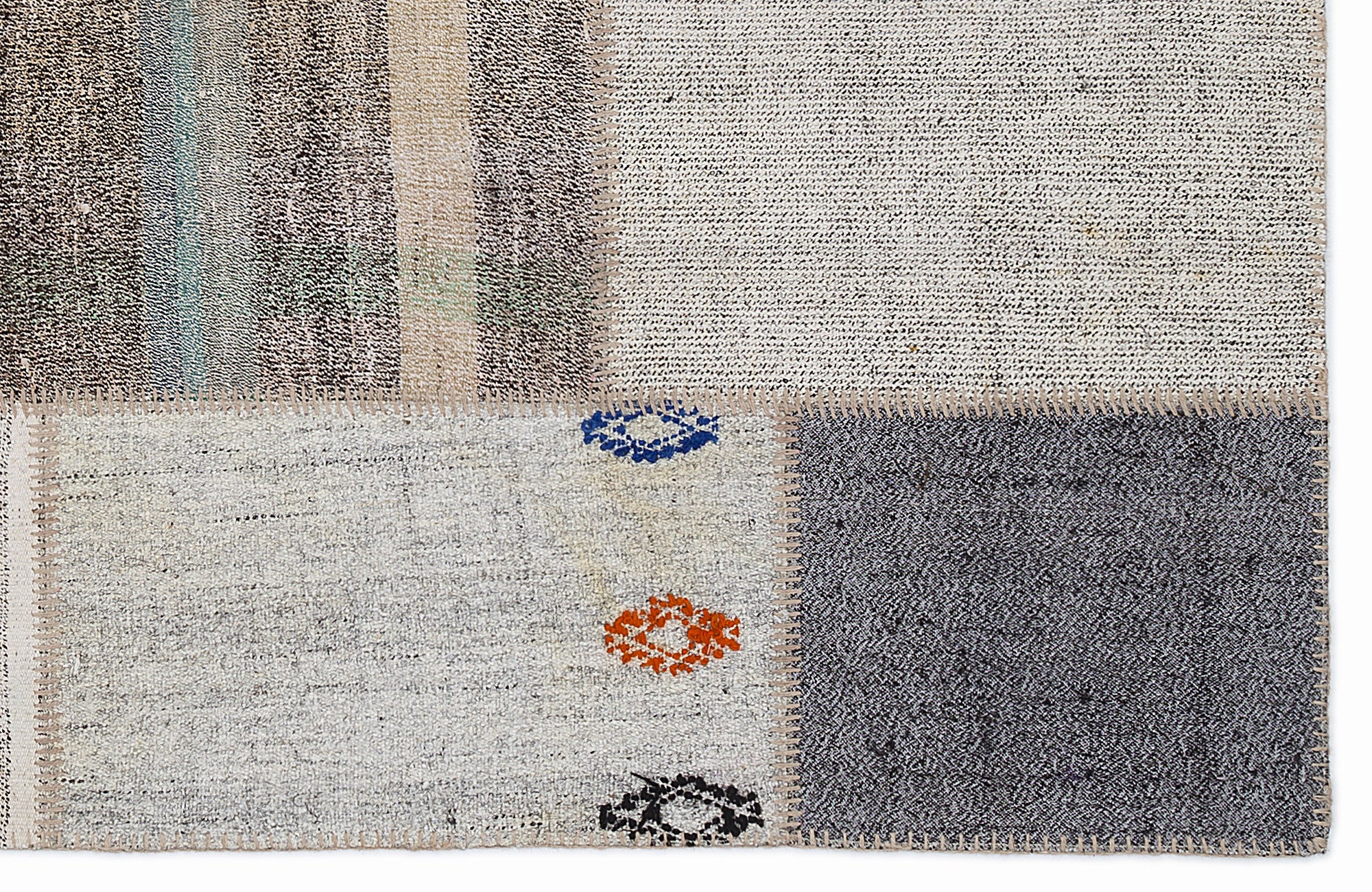 Striped Over Dyed Kilim Patchwork Unique Rug 5'3'' x 7'7'' ft 160 x 230 cm
