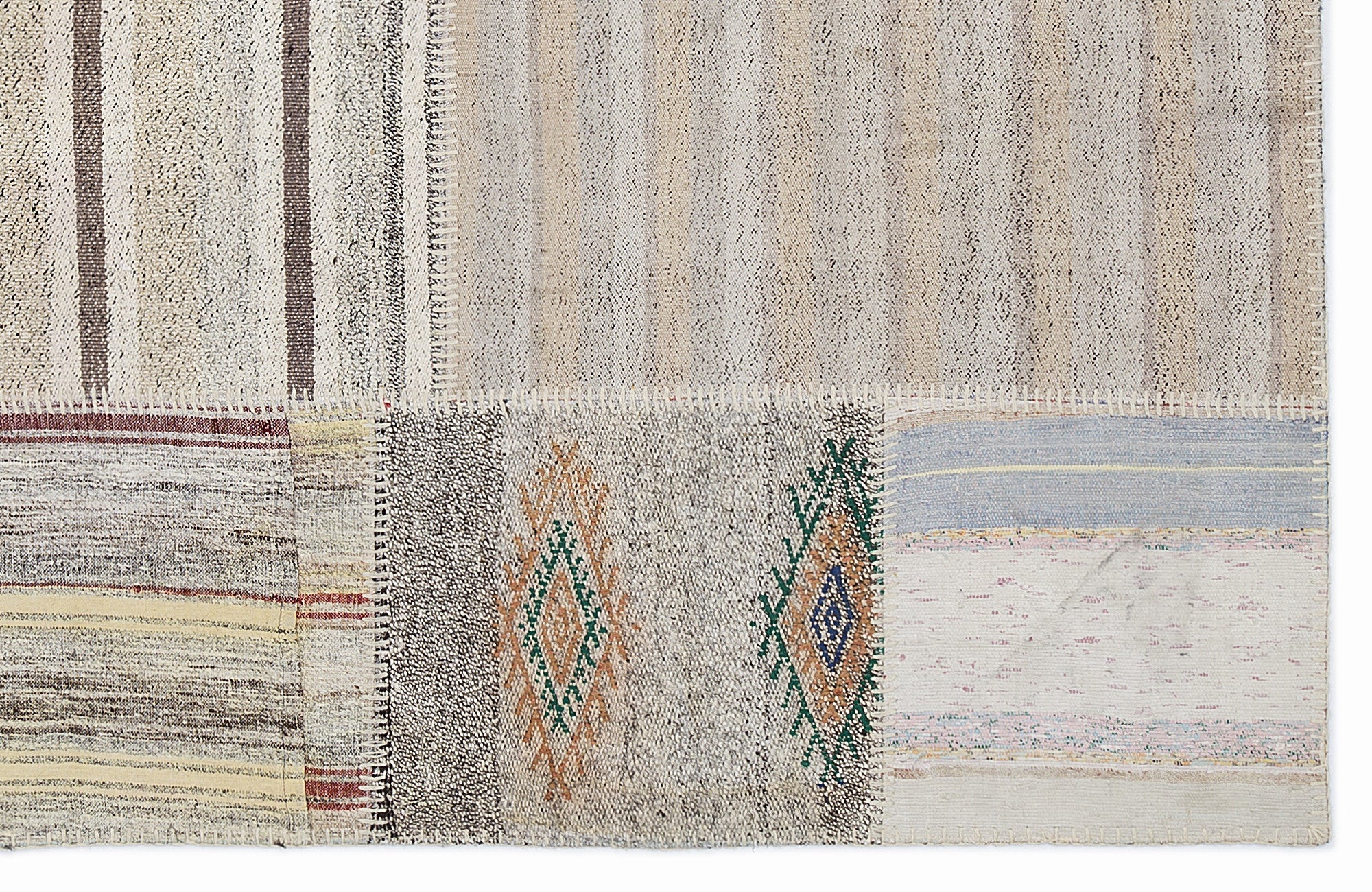 Striped Over Dyed Kilim Patchwork Unique Rug 5'3'' x 7'7'' ft 160 x 230 cm