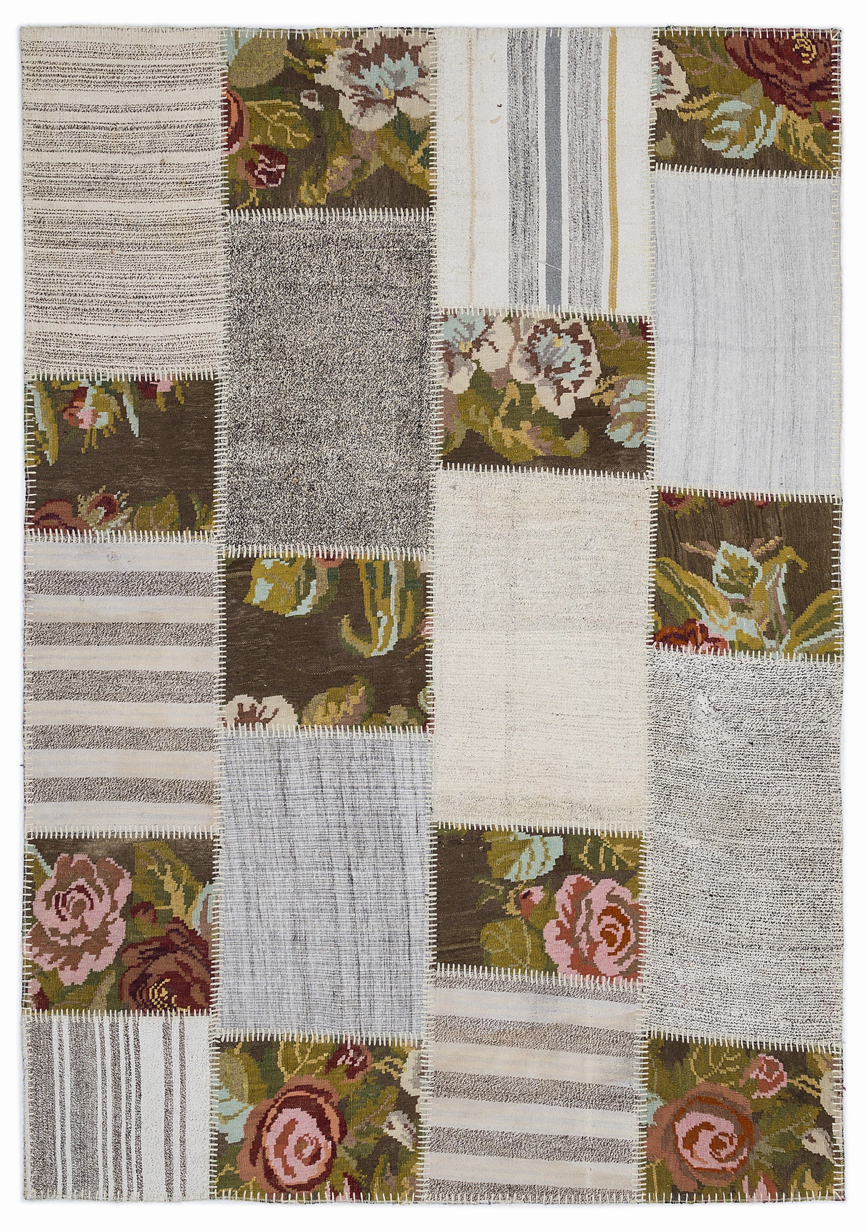 Karabakh Over Dyed Kilim Patchwork Unique Rug 5'3'' x 7'7'' ft 160 x 230 cm