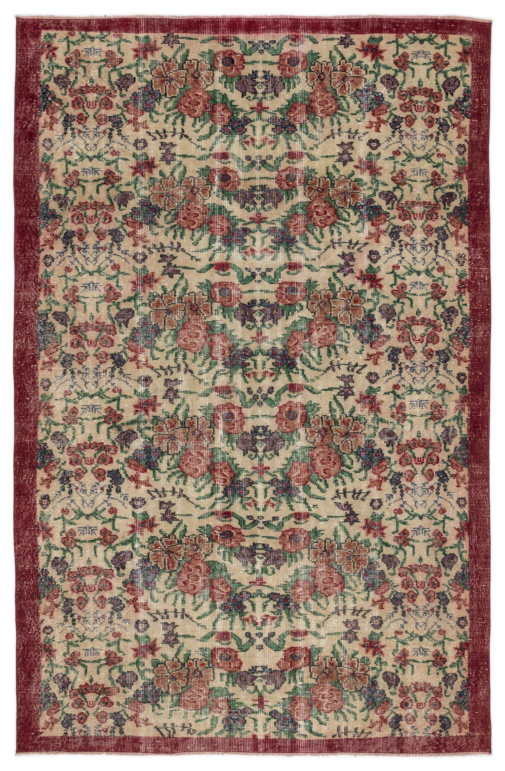 Naturel Over Dyed Vintage Rug 5'7'' x 8'8'' ft 169 x 263 cm