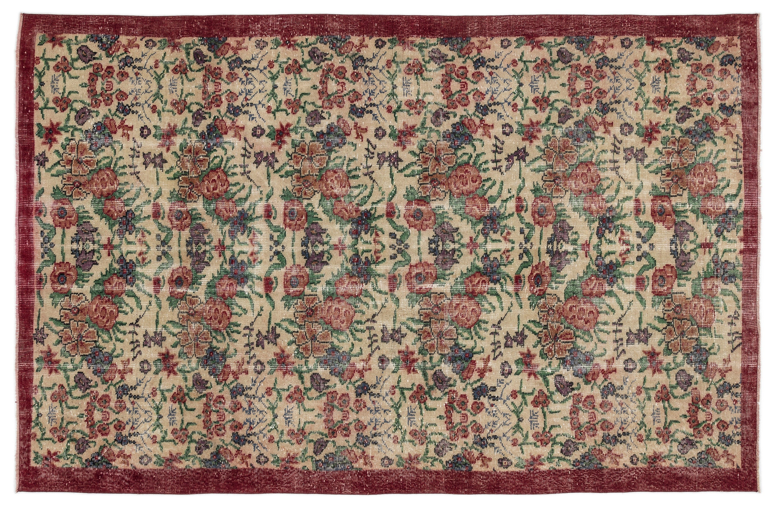 Naturel Over Dyed Vintage Rug 5'7'' x 8'8'' ft 169 x 263 cm