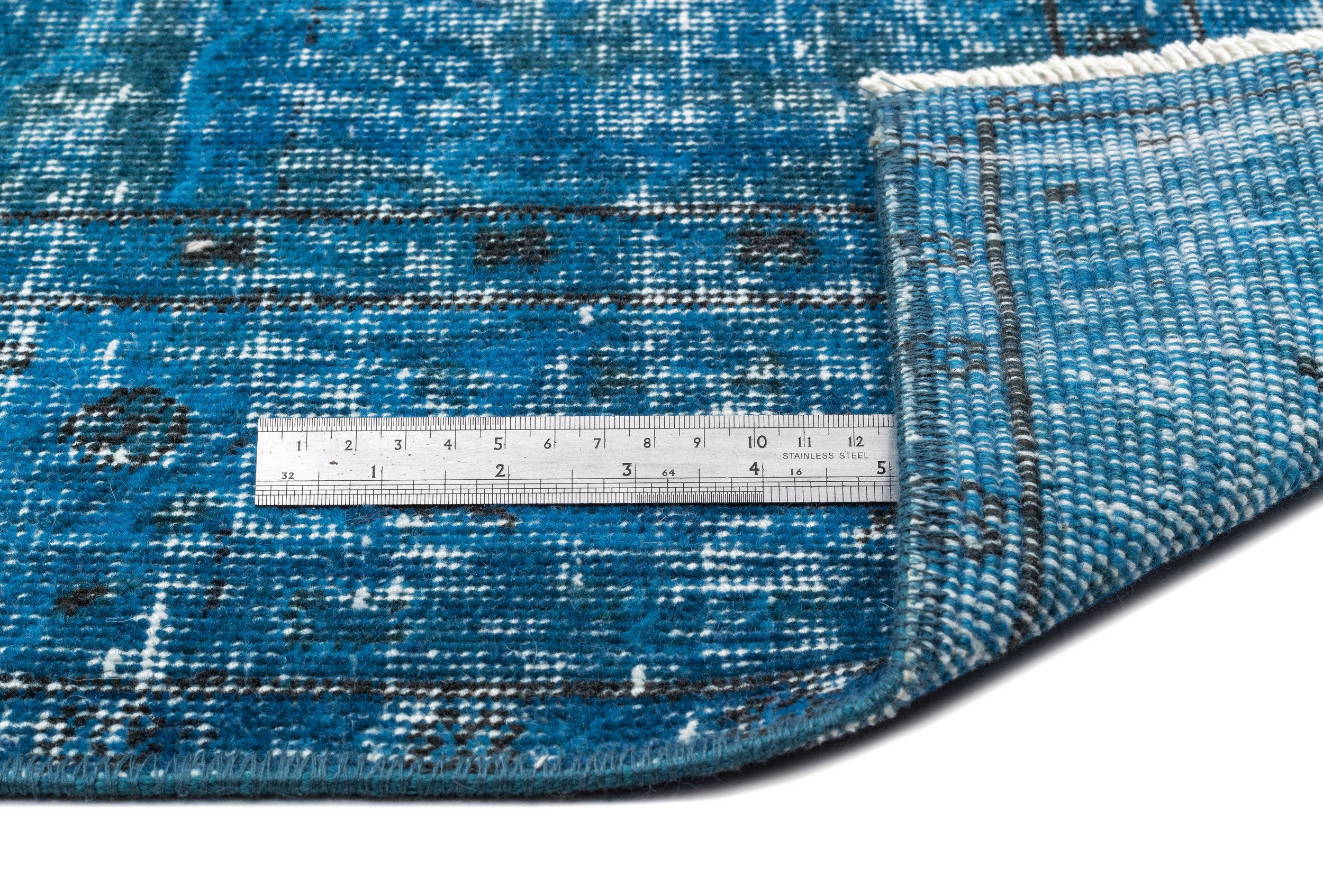Turquoise  Over Dyed Vintage Rug 5'4'' x 8'10'' ft 163 x 268 cm