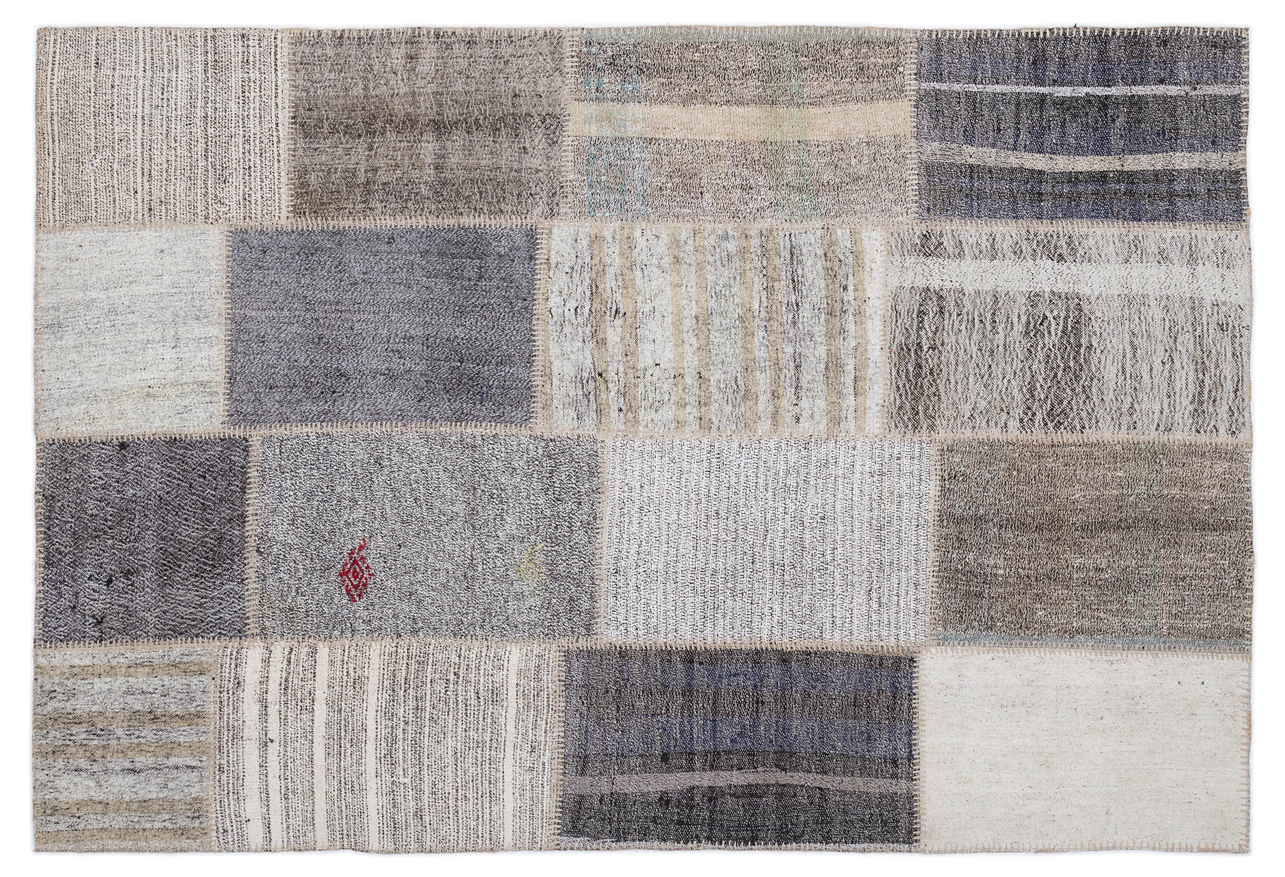 Striped Over Dyed Kilim Patchwork Unique Rug 5'3'' x 7'7'' ft 160 x 230 cm